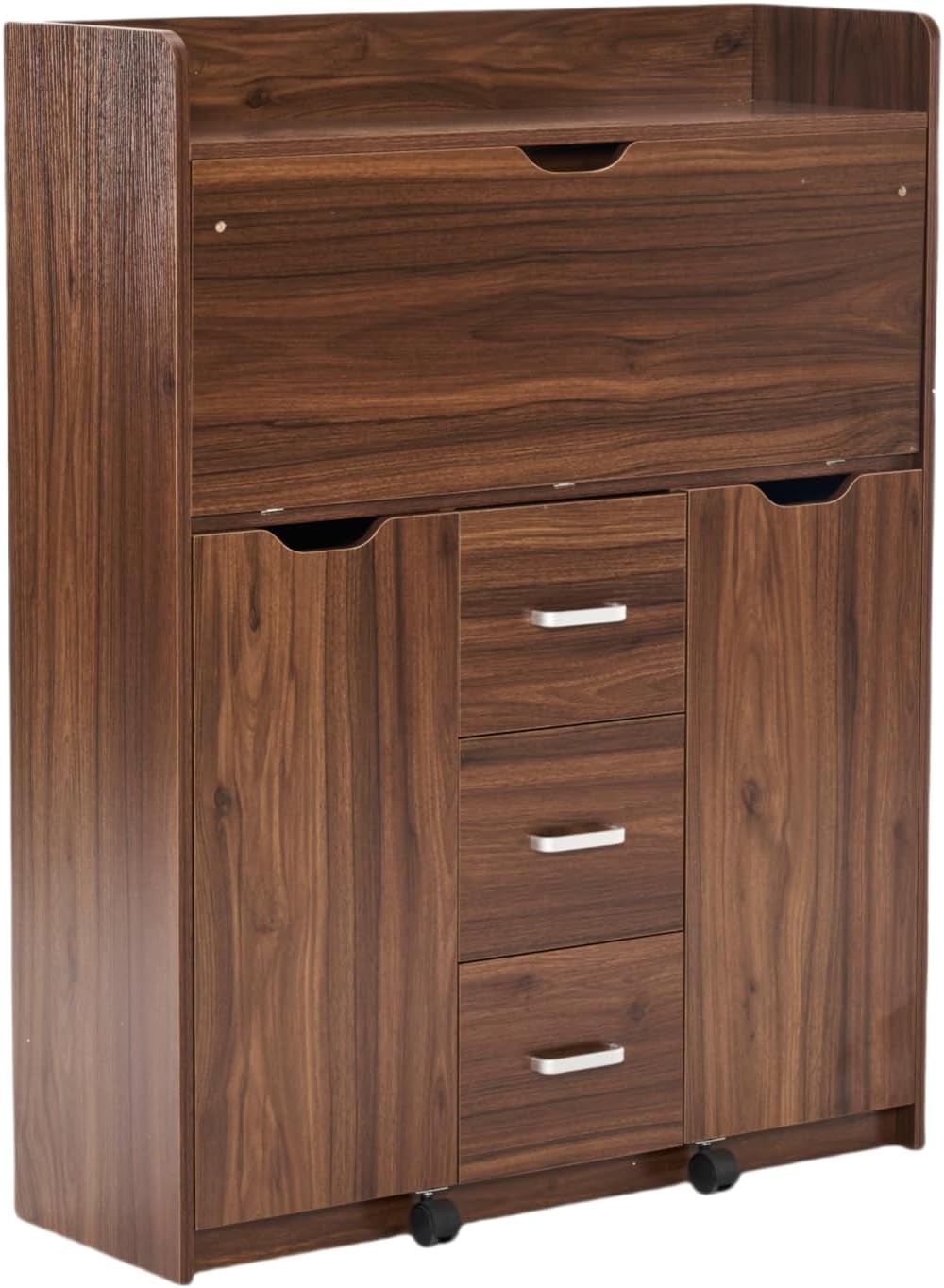 ブラウン】 学習机 デスク パソコンデスク 勉強机 折り畳み天板