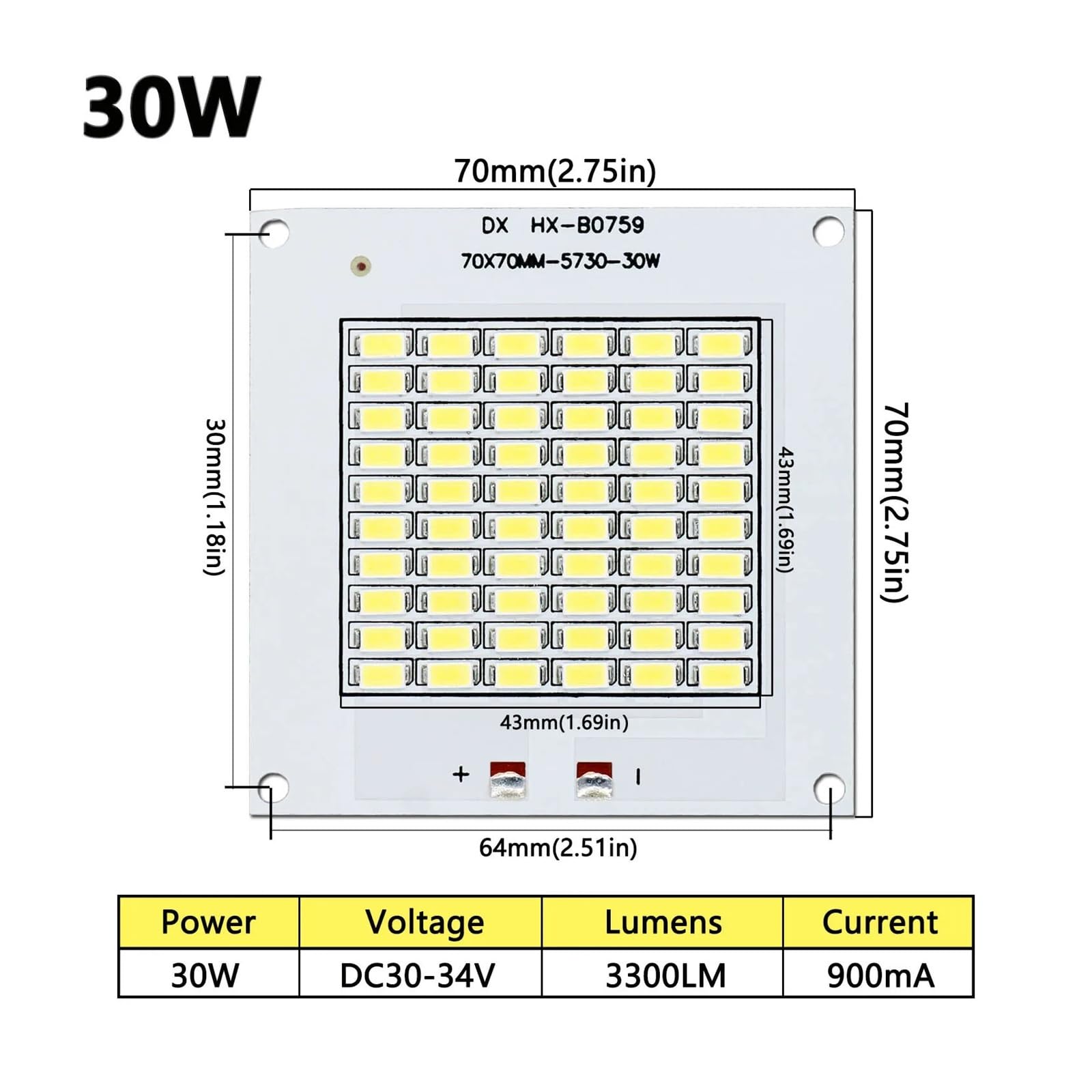 Perle de lampe à puce LED SMD5730 10/20/50/100/150/200W DC30-34V for intérieur et extérieur, projecteur blanc froid monter soi-même(200W DC30-34V)