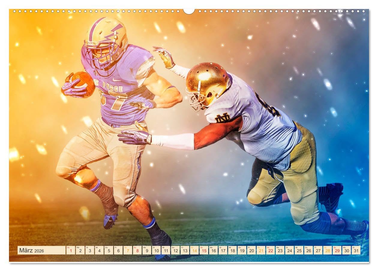 American Football - Fight (hochwertiger Premium Wandkalender 2026 DIN A2 quer), Kunstdruck in Hochglanz: American Football, Teamsport der ... in Wasserfarben-Technik. (CALVENDO Sport)