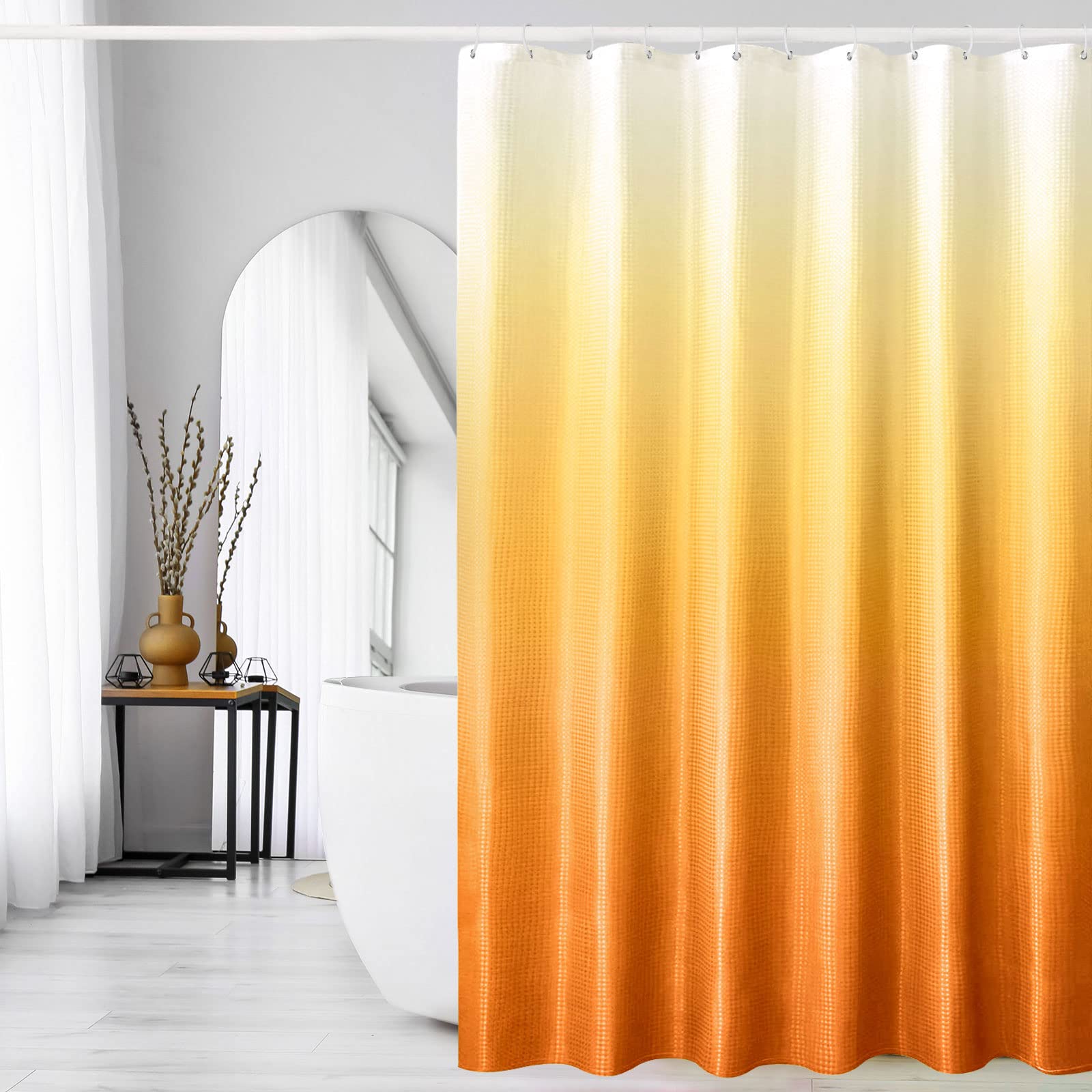 Gibelle Orange Ombre Fabric Shower Curtain for Bath Decor, 72 x 72 — image 1