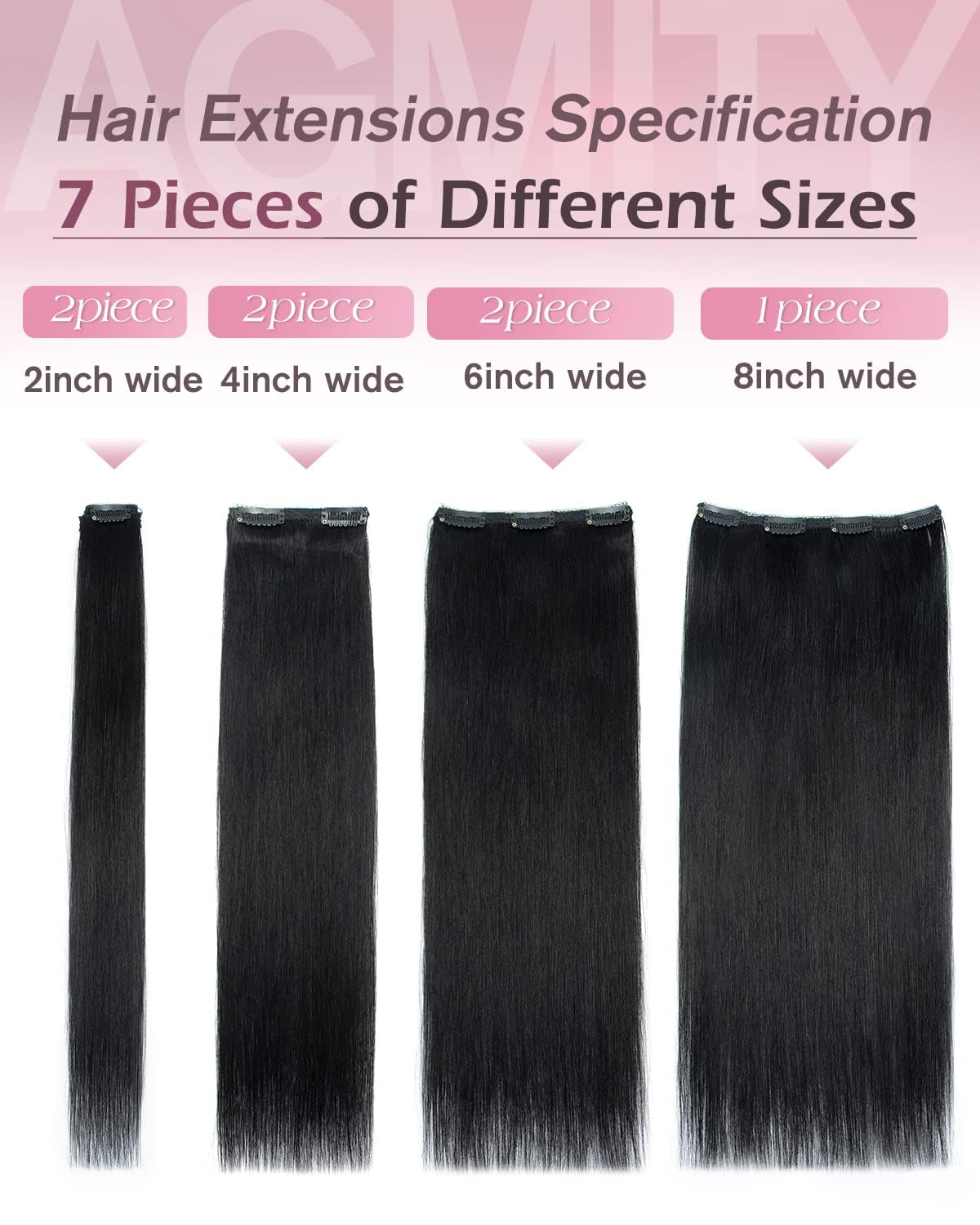 Clip in Extensions Echthaar Glatt 50 cm 7 Stück 120 g #1 Tiefschwarz Remy | Nahtlose Clip-in-Tressen für dünnes Haar, komfortabel für Büro, Urlaub und Fotoshooting