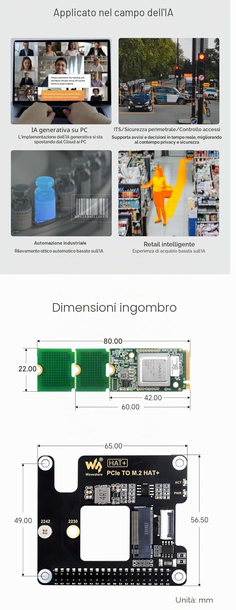 TUOPUONE Hailo-8 M.2 AI Accelerator Module Compatible Raspberry Pi 5 Based On The 26TOPS Hailo-8 AI Processor Included PCIe To M.2 Adapter Board