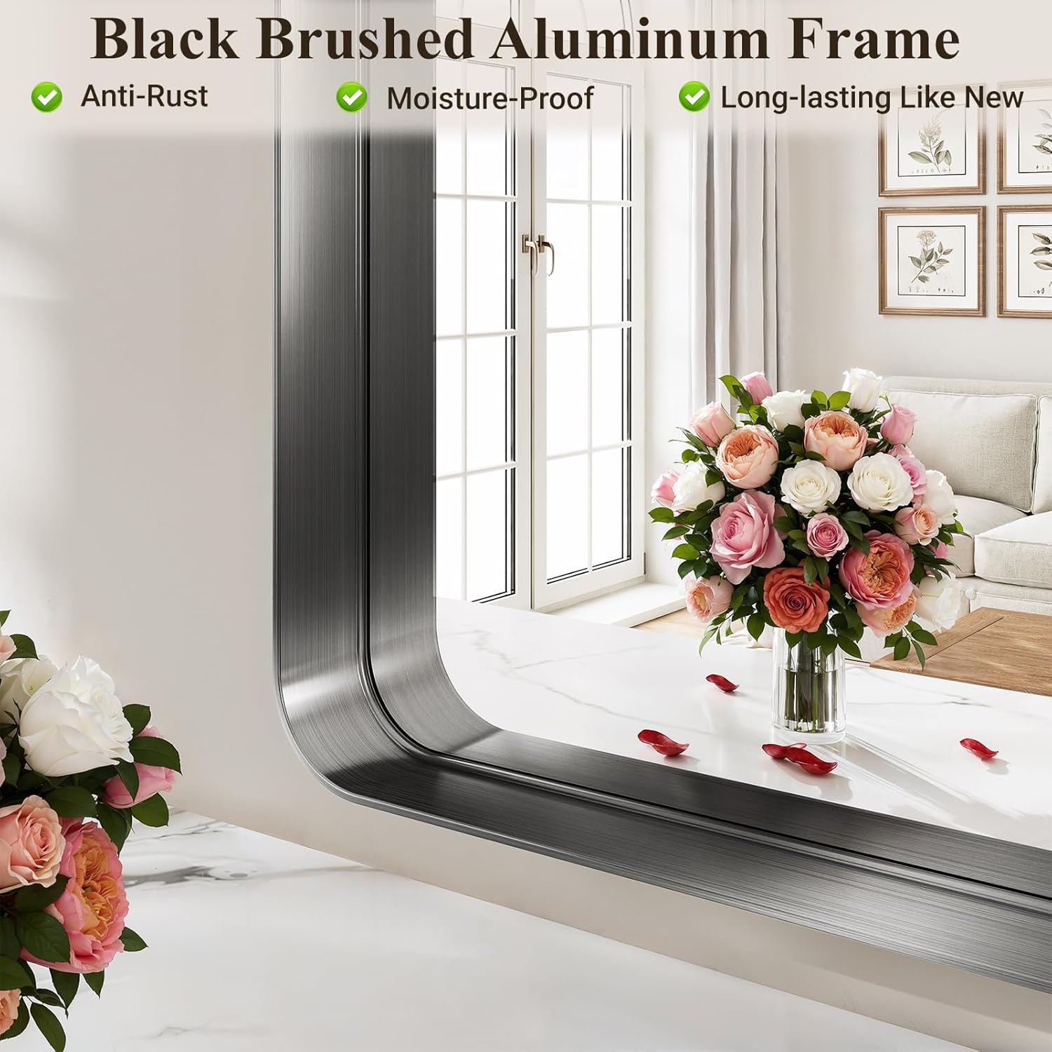 Arched Bathroom Mirror, 30"x40" Black Mirror for Wall Mounted Vanity Mirror for Over Sink with Tempered Glass, Aluminum Alloy Deep Frame, Farmhouse for Bedroom, Entryway, Living Room