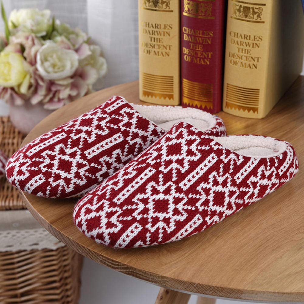 Inicio Interior Cálido Mujer Zapatillas De Felpa De Espuma Invierno Cálido Y Acogedor Zapatillas De Dormitorio Tela De Algodón Copo De Nieve Zapatos De Interior