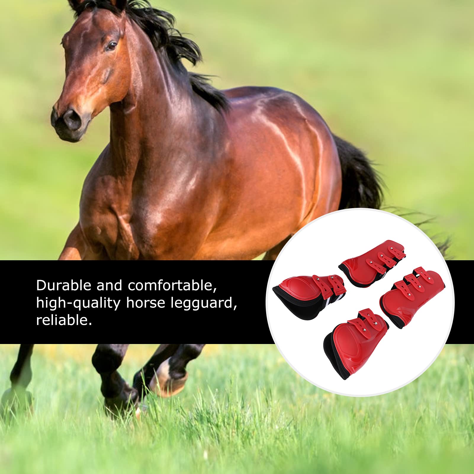 Gambale per Cavallo Ispessito Protezione per Gamba di Cavallo in PU Leggings per Ostacoli con Cinture Resistenti Bottoni Facili da Allacciare Fodera Morbida per (XL)