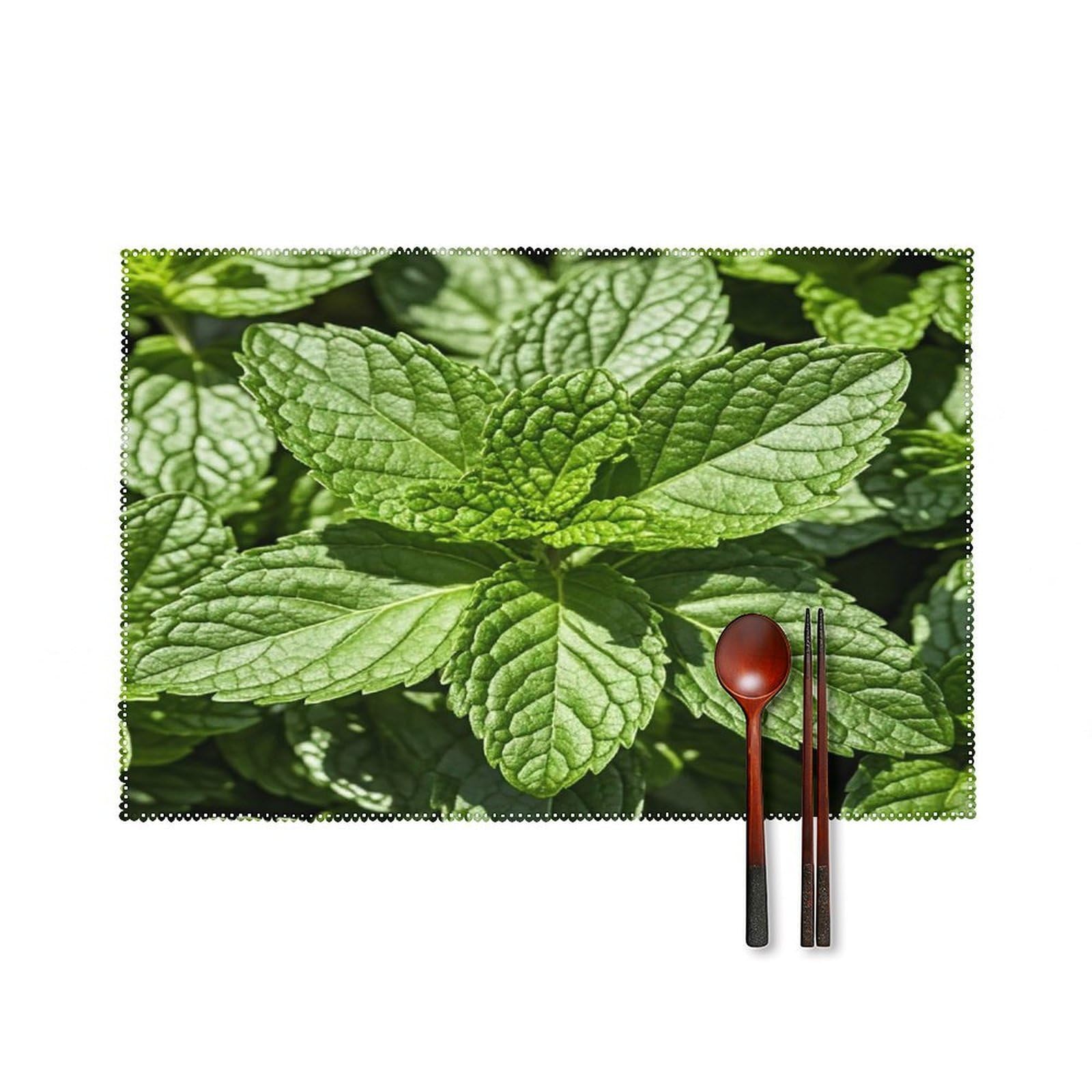 Peppermint Placemats Set of 6 Heat-Resistant Washable Place Mats Wipeable Kitchen Placemat Easy to Clean for Indoor Outdoor Party Kitchen Decoration