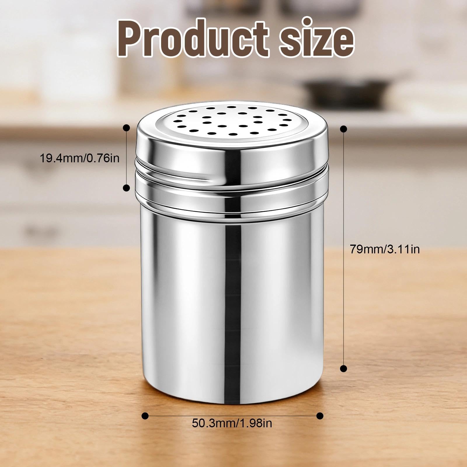 2 Pièces Distributeur D'assaisonnement Polyvalent, Petit Saupoudreuse à Epices, Argent Bouteille D'assaisonnement en Acier Inoxydable, pour Sel, Cannelle, Paprika