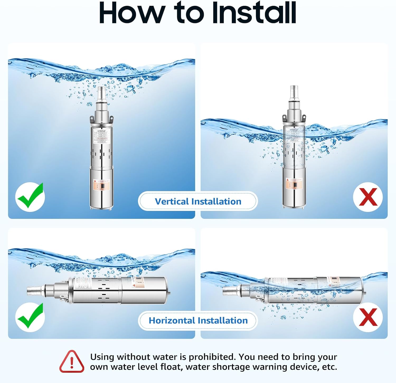 Deep Well Submersible Pump, DC 12V 180W Solar Water Pump Stainless Steel Submersible Pump with Max Head 66 ft for Industrial, Irrigation & Home Use