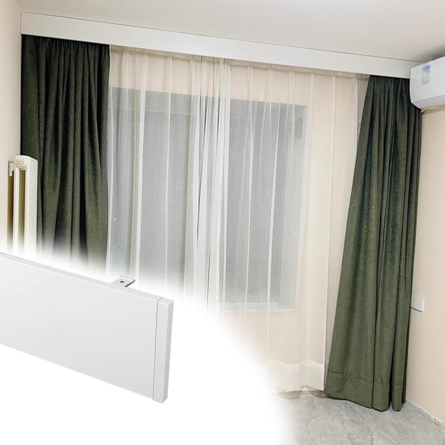 Custom Blackout Pelmet Box for Venetian Blinds, Ceiling Mount, 2.6M (8.5FT) Stylish Black Curtain Panel, No Tracks, Elegant Window Treatment, Home Decor