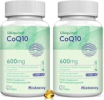 CoQ10 600mg Softgels | High Absorption CoQ10 Ubiquinol Supplement | Reduced Form Enhanced with Vitamin E & Omega 3 6 9 |...