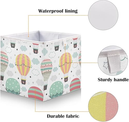 Miniatura 4 de Cesta de almacenamiento de globos de aire caliente, plegable, plegable, para armario, ropa, juguetes, organizador para sala de estar y dormitorio