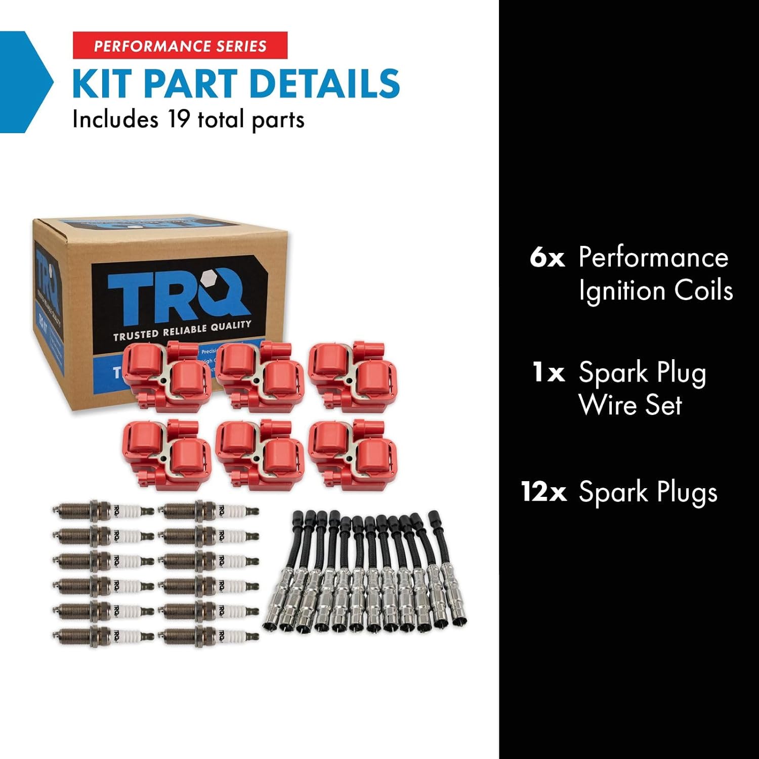TRQ Ignition Coil & Spark Plug Kit 19 Piece Iridium Spark Plugs Compatible with 1998-2005 Mercedes-Benz E320 1998-2005 CLK320 2001-2005 C240 2004-2008 Chrysler Crossfire