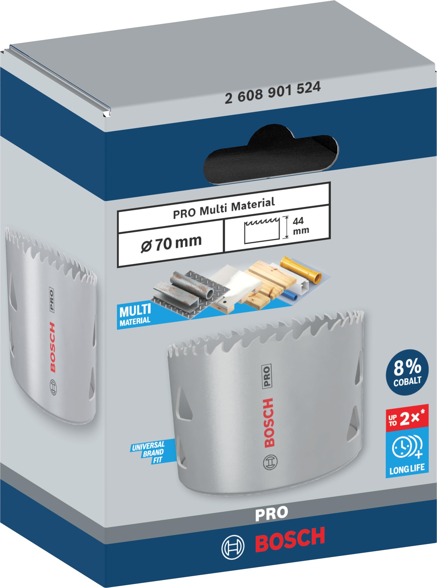 Bosch 1 x PRO Multi Malzeme Delik Testeresi (Yumuşak Ahşap, Alçıpan Duvar için, Ø 70 mm, Profesyonel Aksesuar Matkap)