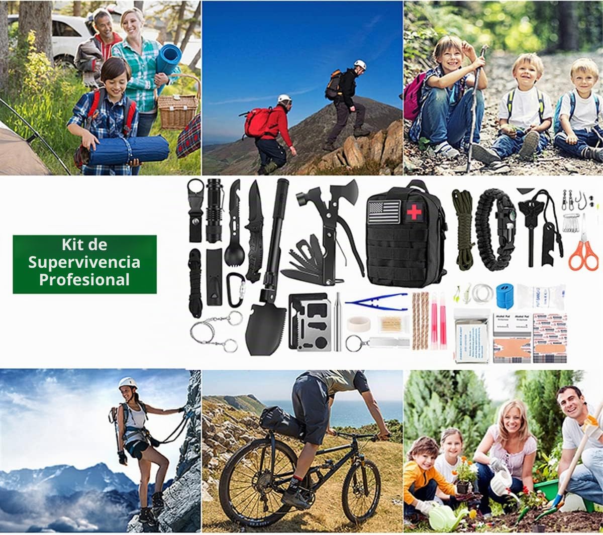 scosao Kit de Supervivencia Emergencia Profesional, 157 en 1kit de Supervivencia Militar Completo y Multifuncional Equipo de Botiquín Primeros Auxilios para Camping Aventura al Aire Libre Senderismo