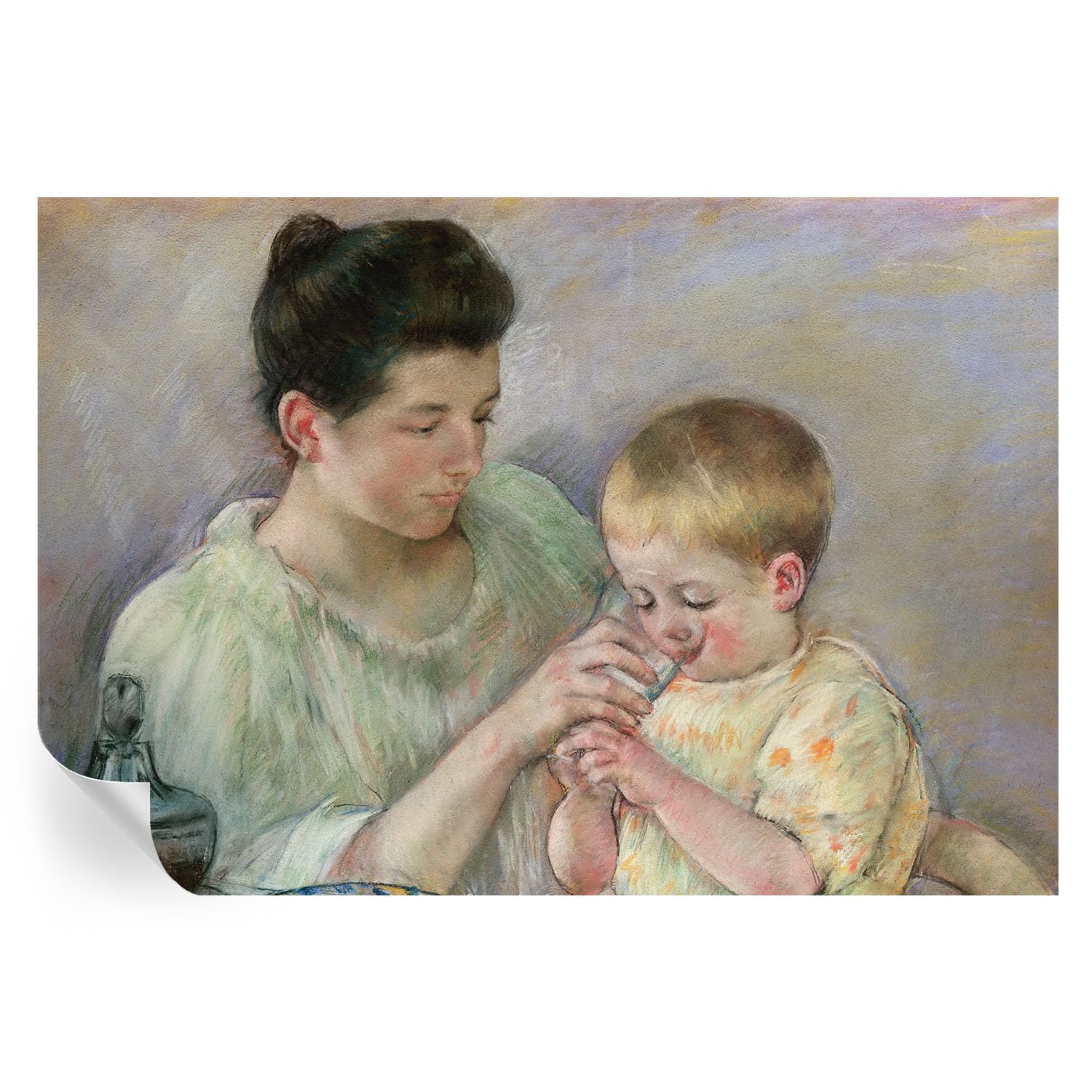 Papel pintado adhesivo para dormitorio Cuidado parental, el reflejo del amor en 152x104 cm