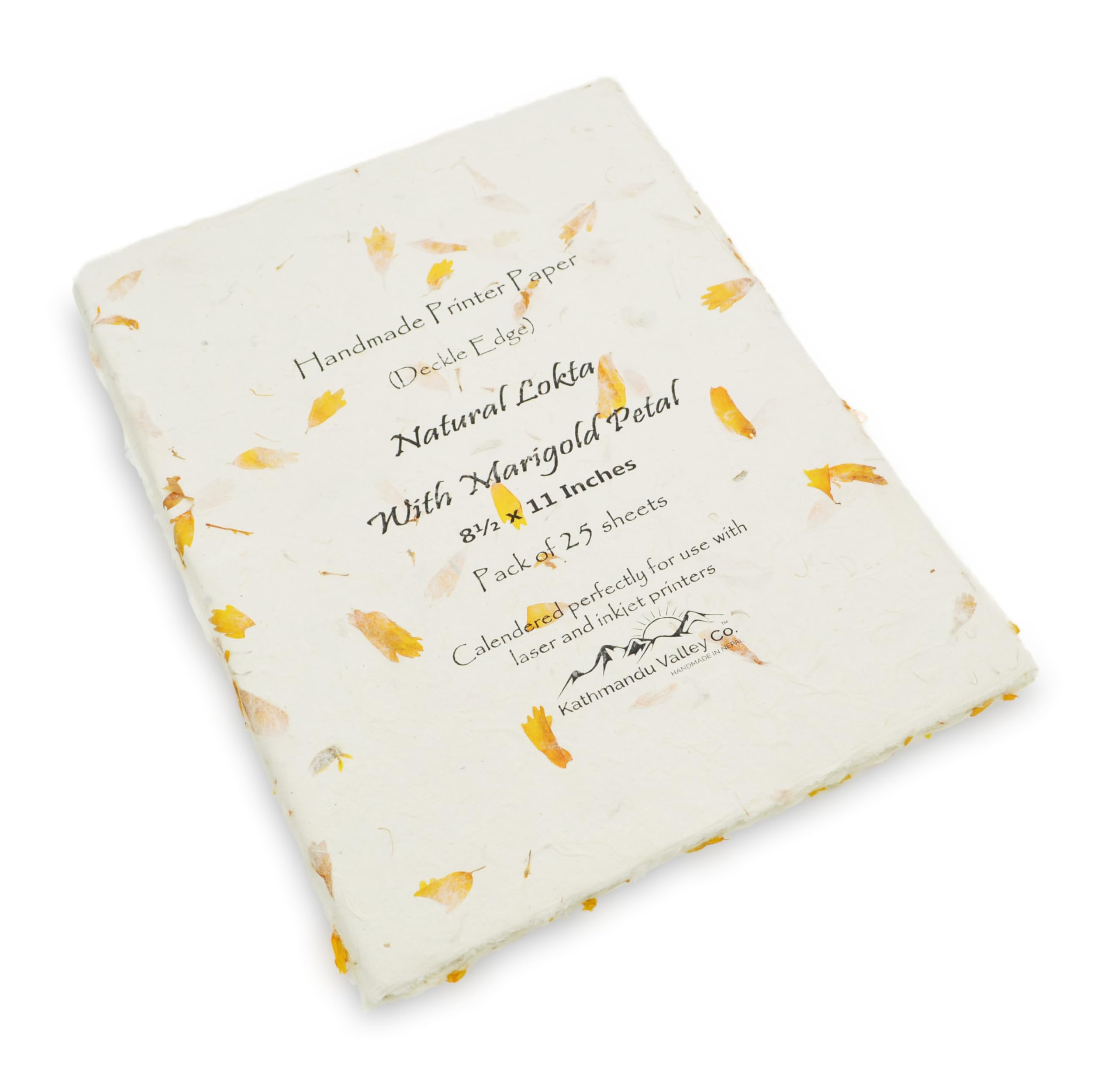 Handmade Lokta Laser and Inkjet Printer Paper with Deckle Edge 8.5x11 Inch Vintage Decorative Specialty Printing Paper (25 Sheets, Marigold)