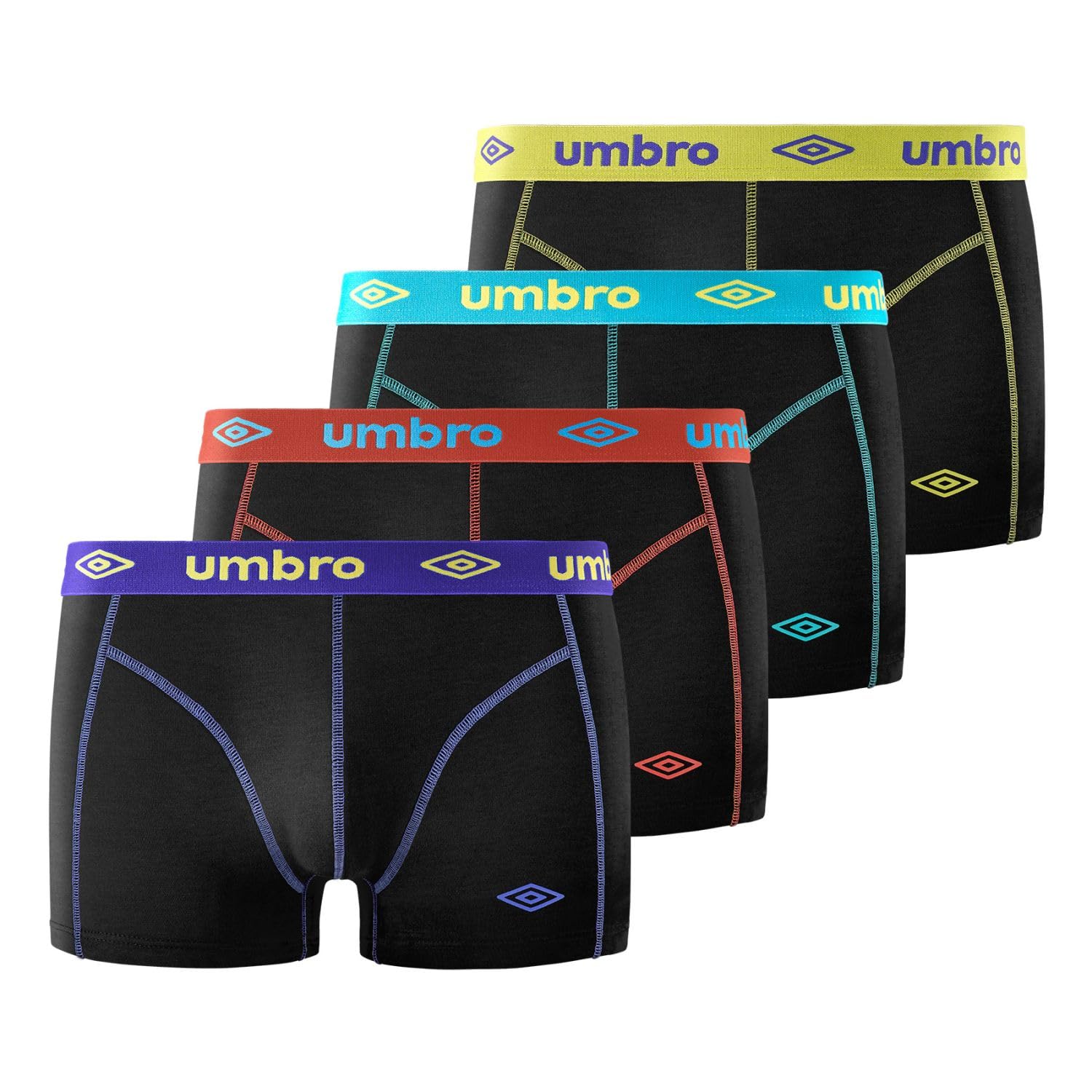 Umbro Boxer Homme Coton, Caleçon Homme, Peaux-sensibles, Anti-Irritation (Lot de 4)