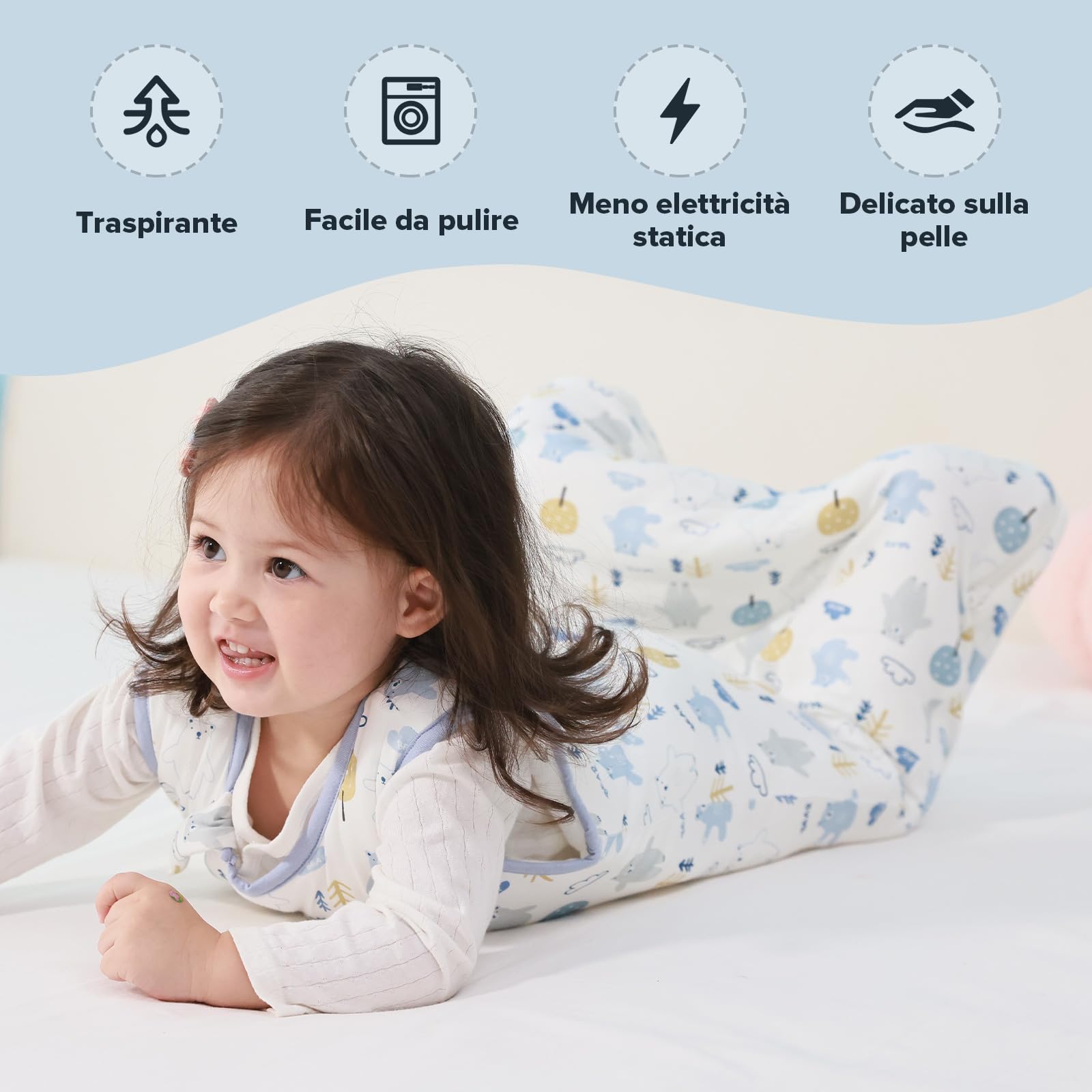 Sacco Nanna Bebé 2.5 Tog Super Morbido in Viscosa di Bambù, Sacco Nanna in Fibra di Bambù per Neonati, Coperta da Letto Autunno-Inverno