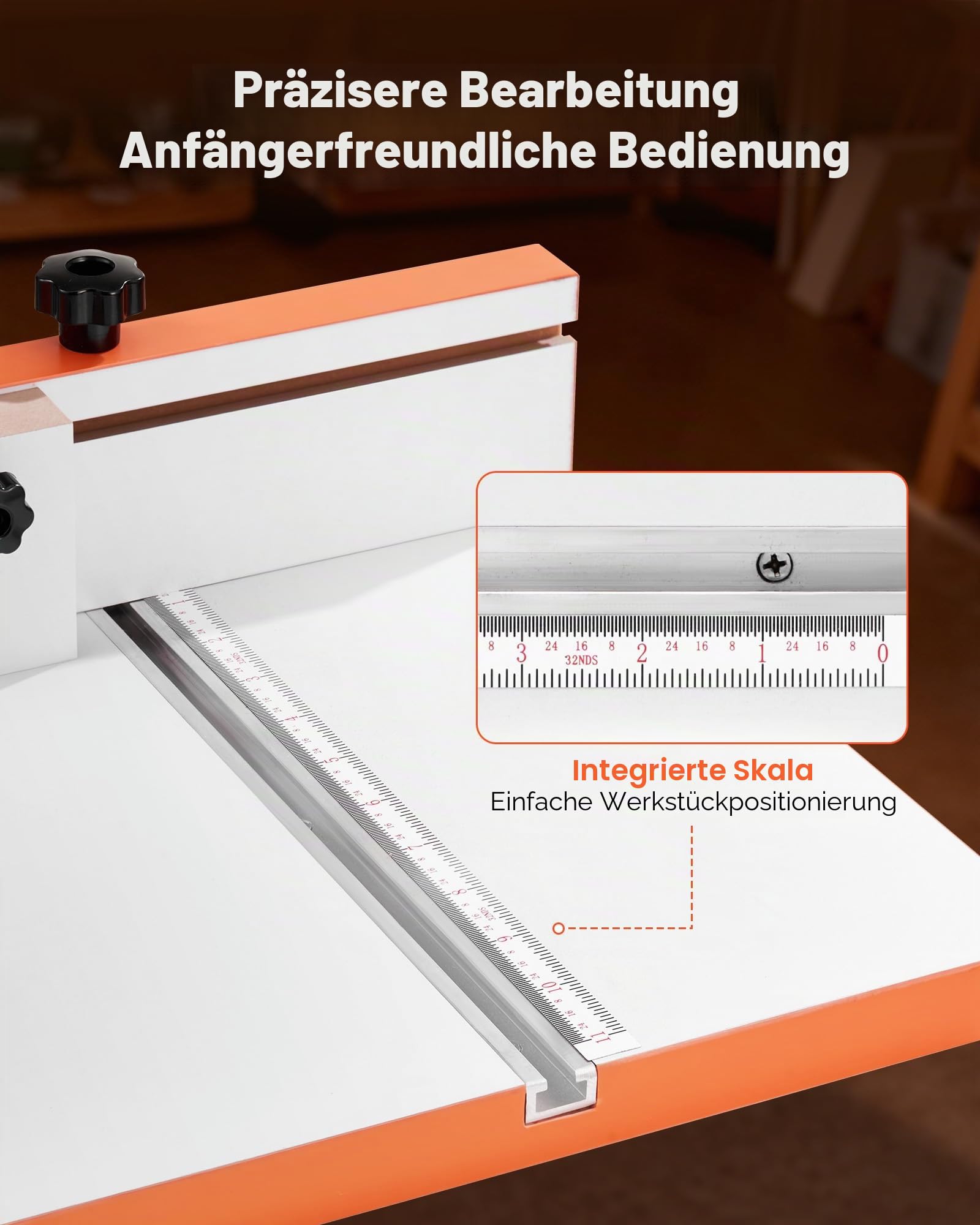 VEVOR Tisch für Säulenbohrmaschine, Bohrtisch 600 x 298 mm, mit verstellbarem Anschlag & Anschlagblock, T-Nuten, MDF-Tischplatte, Skala, Unterstützung für mehrere Klemmen & Schraubstöcke