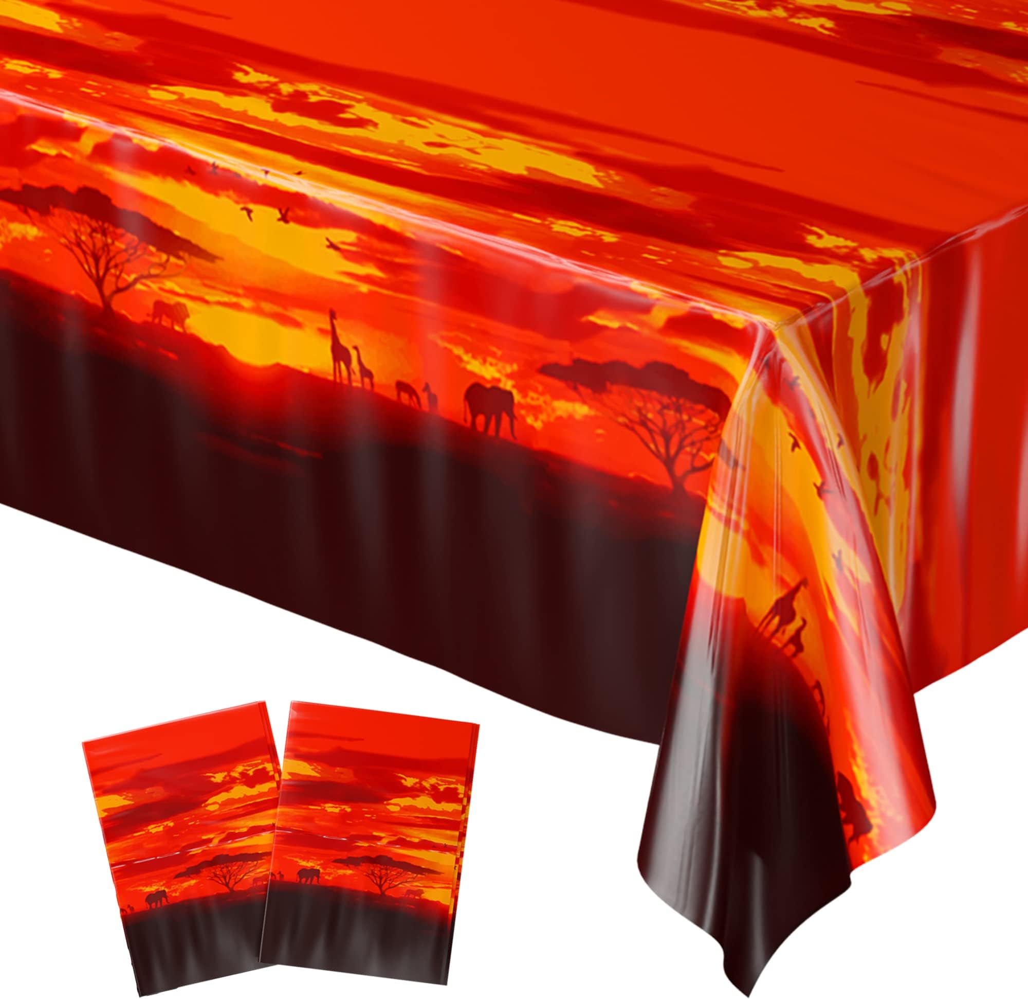 Blue Orchards Lion Table Covers (Pack of 2) - 54"x108" XL - King of The Jungle Party, Lion Themed Birthday Decorations, Lion Tablecloth, Jungle King Table Cover, King of The Jungle Theme Party