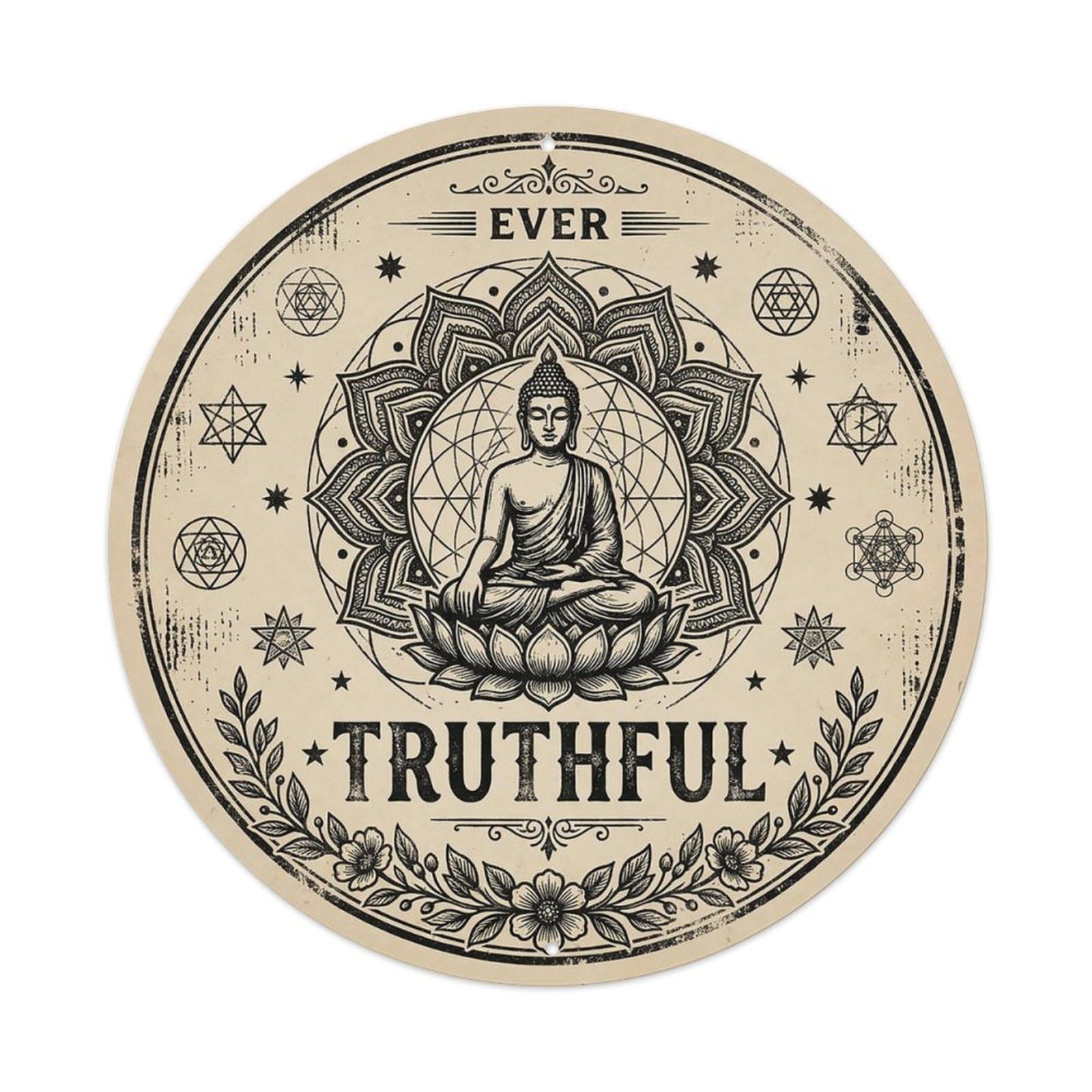 Zen Flower Meditation Den Truthful Metal Tin Sign