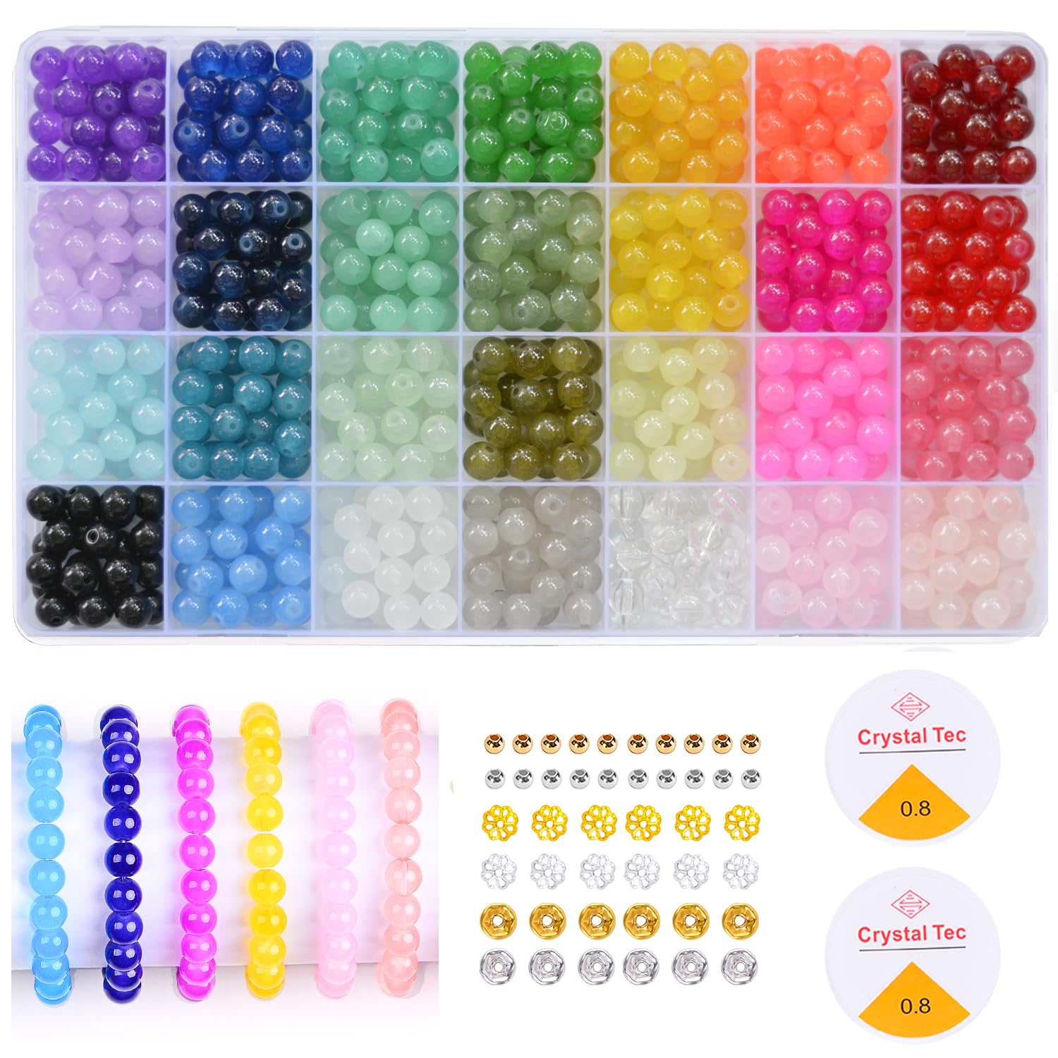 Eppingwin 1400 Cuentas De Letras, Cuentas De 0.16 X 0.27 Pulgadas, Cuentas Para Hacer Joyas, Cuentas Para Hacer Pulseras, Cuentas Del Alfabeto, En Caja De 28 Cuadrículas (7 Colores