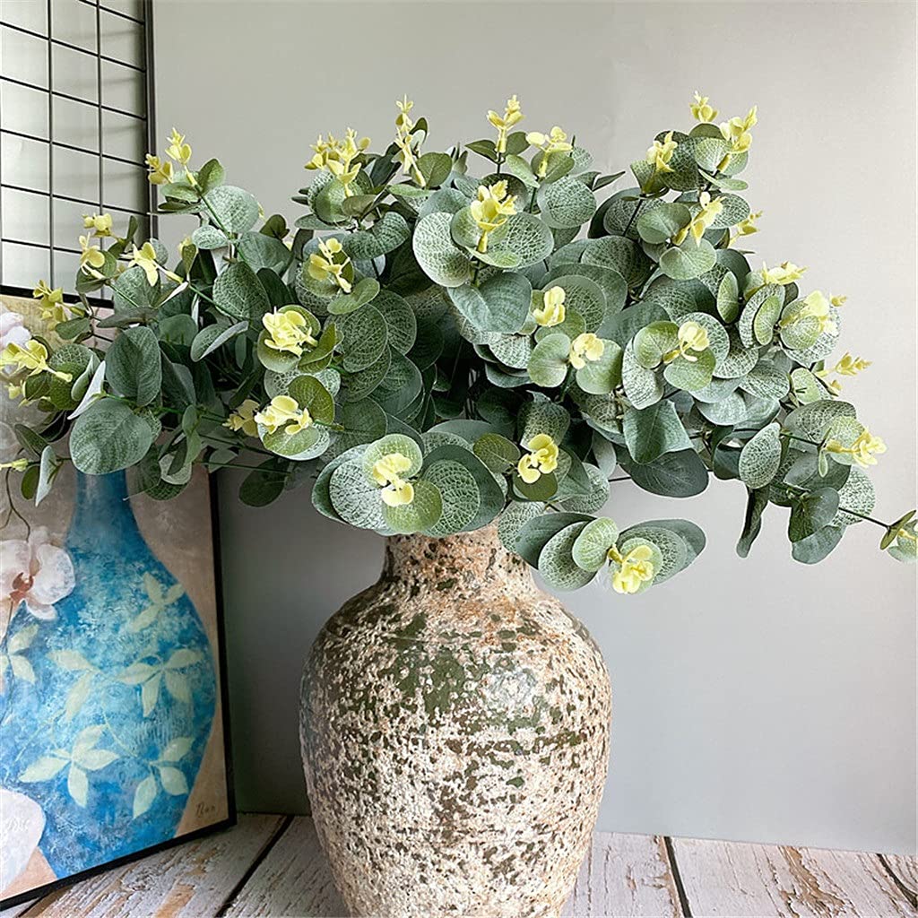 RWRAPS 16 teste di eucalipto bouquet rami di albero di seta foglie artificiali decorazione della casa fai da te disposizione dei fiori pianta ghirlanda di foglie finte