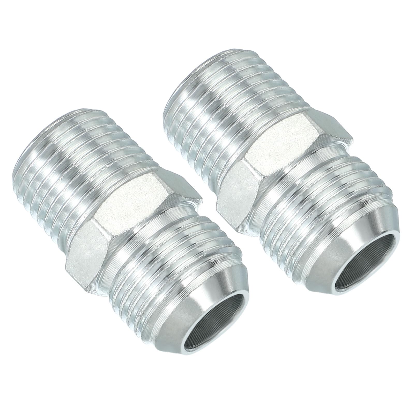 PATIKIL Pipe Adapter Connector 7/8" Male 74 ° Flare JIC x 1/2" Male R Pipe Fitting 2 Pcs Oil Feed Restrictor Fitting Hydraulic Connector for Oil Steam Water Pipelines System