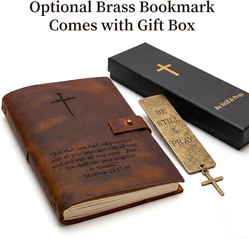 Miniatura 8 de Cuaderno personalizado para hombres y mujeres, diario de cuero grabado personalizado, diario de escritura y oración A5 recargable, diario de viaje