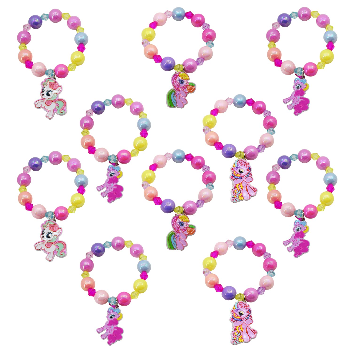 Aarvi Rainbow Unicorn Beads Bracelet for Girls Children Unicorn Beaded Bracelet for Party Favors for Girls and Kids (10 Pcs)