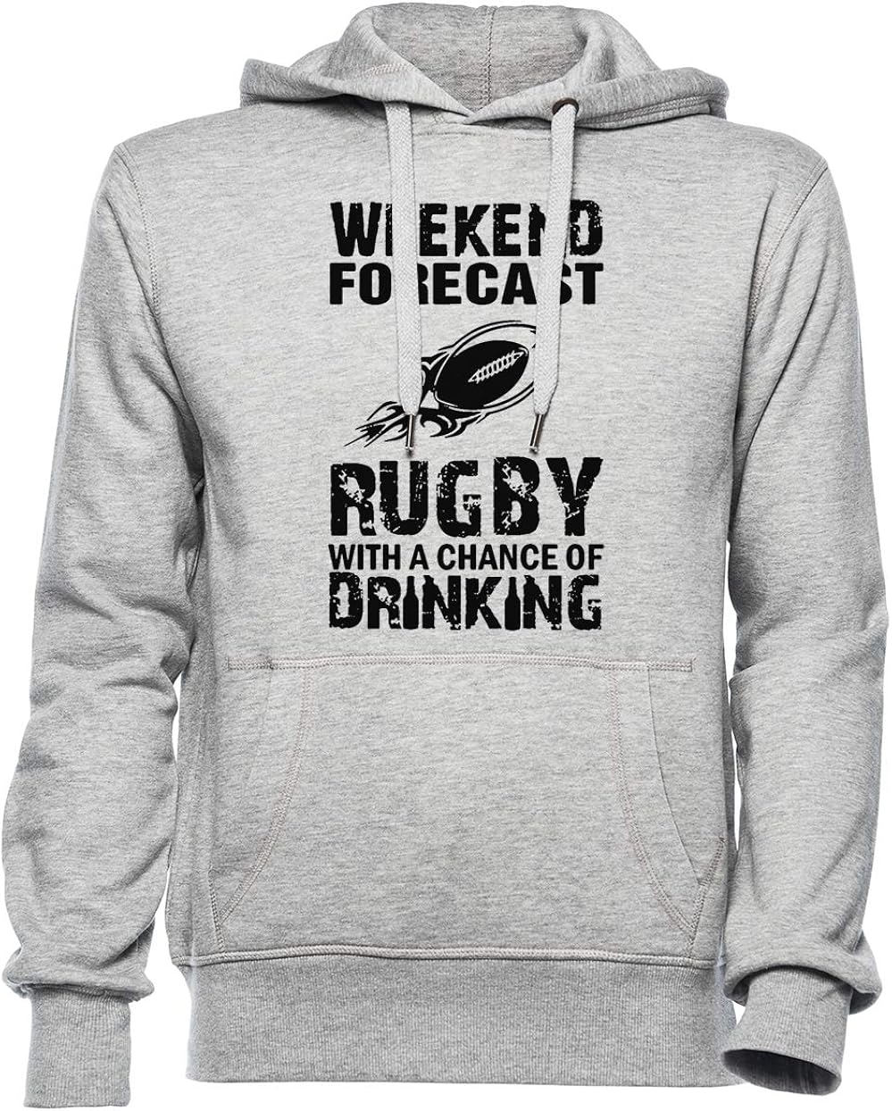 Weekend Forecast Rugby with A Chance of Drinking Hombre Mujer Unisexo Sudadera con Capucha Jersey Gris Todos Los Tamaños - Women's Men's Unisex Hoodie Sweatshirt Grey