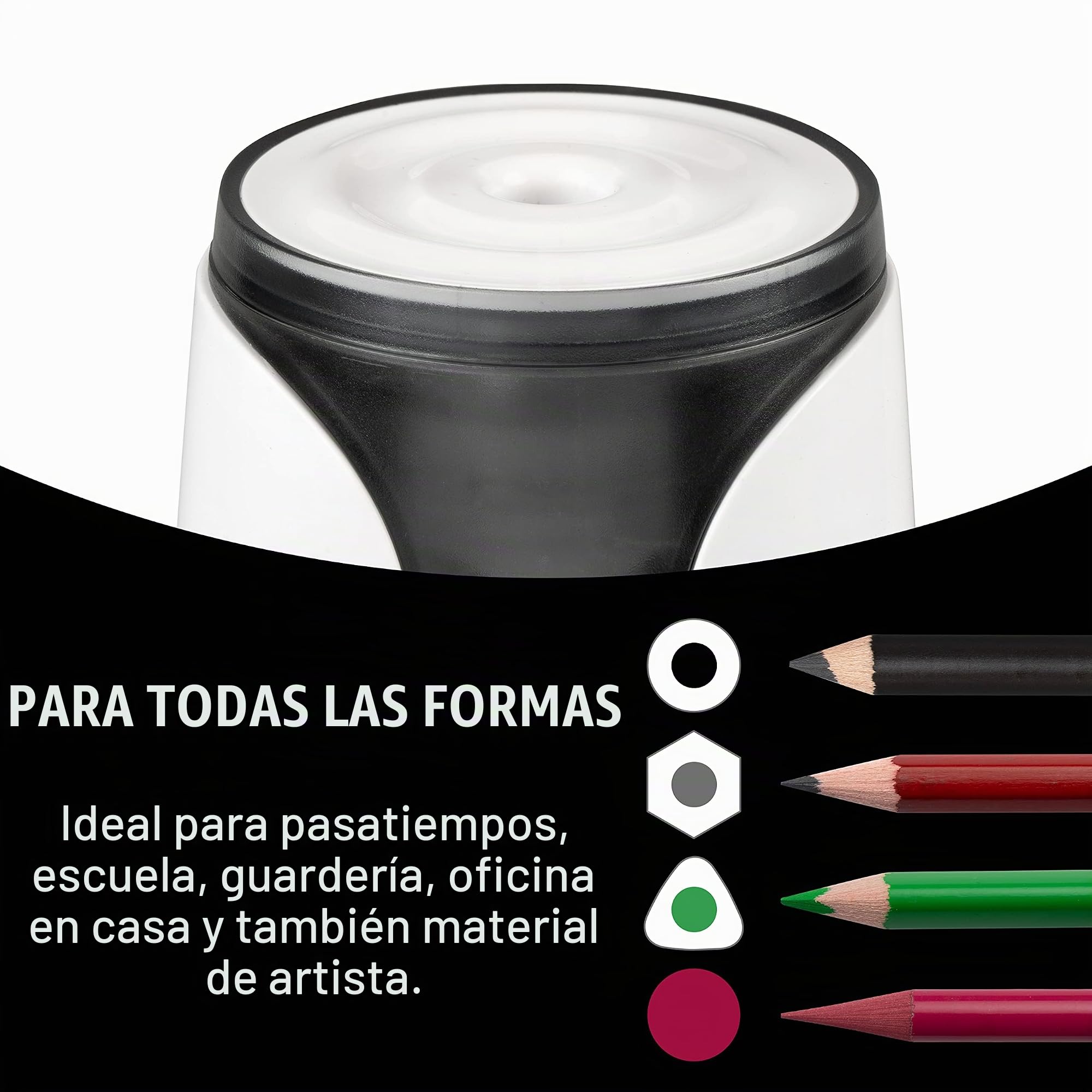 Sacapuntas eléctrico JOLLY Herbert Sacapuntas eléctrico grande para todos los lápices, también para lápices finos de artista y lápices a todo color con auto-stop blanco, incl. cable de carga