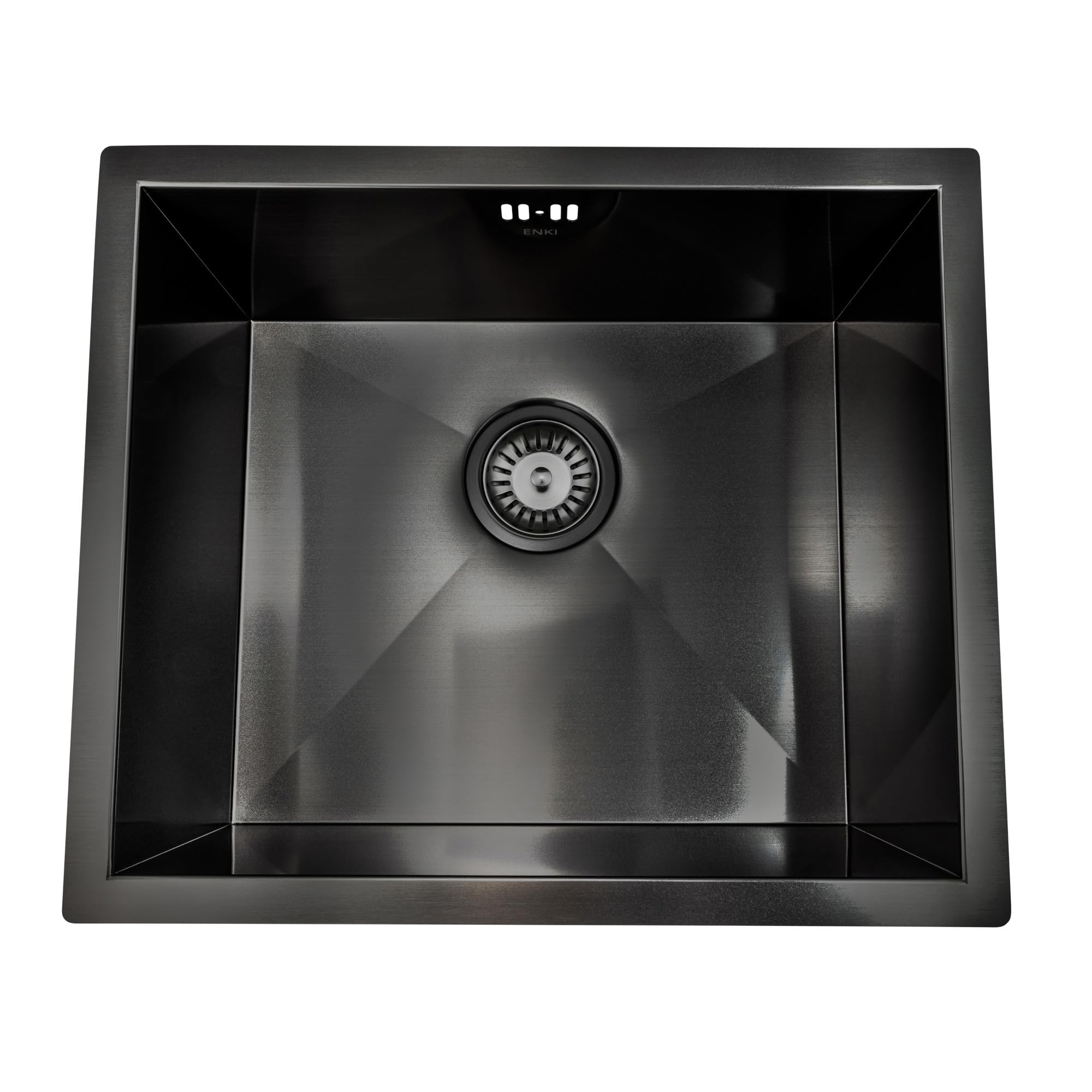 ENKI, Axia, KS046, Gunmetal Black Stainless Steel Kitchen Sink, 500mm x 430mm, Undermount or Topmount Fitting into Sink Unit, Kitchen Essential