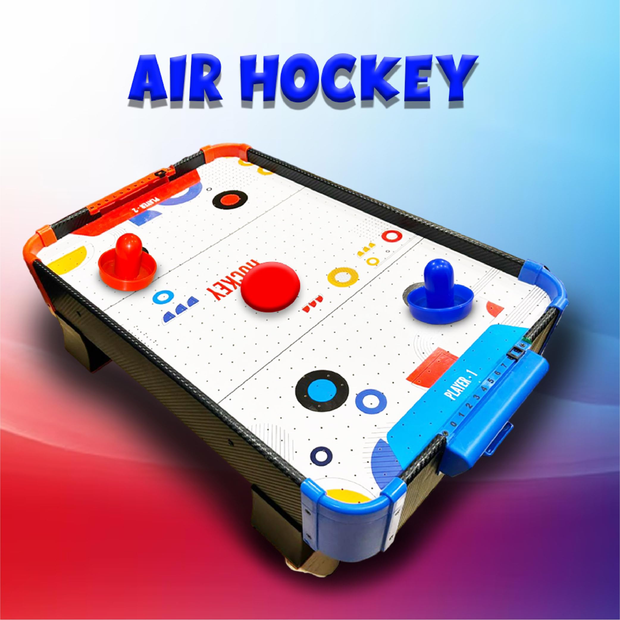 ToyMagic Air Hockey Big Battle Ground Toy|25.5 Inches Electric Powered Portable BoardGame|Indoor Toy|Electric Motor Fan with 2 Pushers and 2 Air Hockey Pucks|Birthday Gift for Kids&Adult|Made In India - Image 8 thumbnail