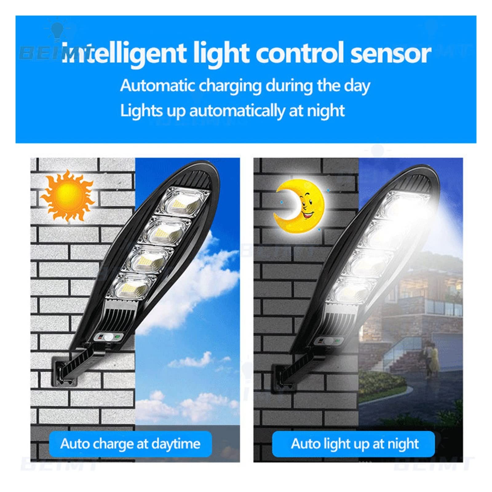 Zewnętrzna lampa solarna, 10000W168LED Światła parkingowe na energię słoneczną Wodoodporna dioda LED do ściany ogrodowej Regulowany kąt Lampa słoneczna Wbudowana 10000 mAH(D-10000w)
