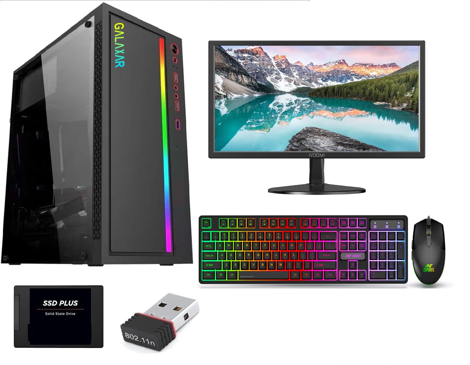 GALAXAR Gaming Core i5 (16 GB DDR4/500 GB/128 GB SSD/Windows 11 Home/1 GB/20 Inch Screen/GLX-I53470-128GB-500GB-16GB RAM) with MS Office