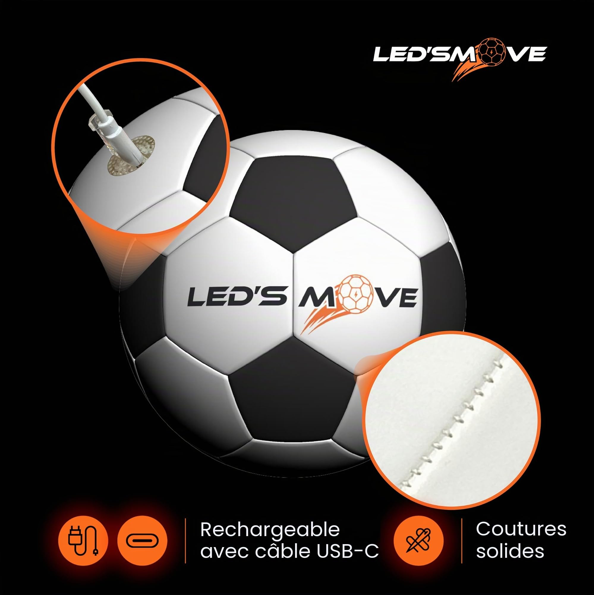 LedsMove Ballon de Football Lumineux à LED