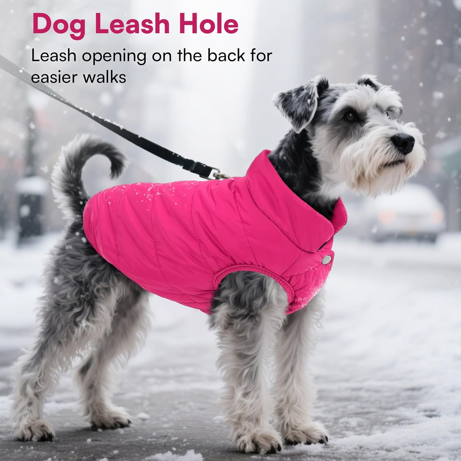 ASENKU Dog Winter Coat - Waterproof Windproof Dog Jacket, Warm Snowproof Doggie Puffer Vest for Cold Weather, Lightweight Snow Coats for Small Medium Large Dogs (Pink, S) - Image 6
