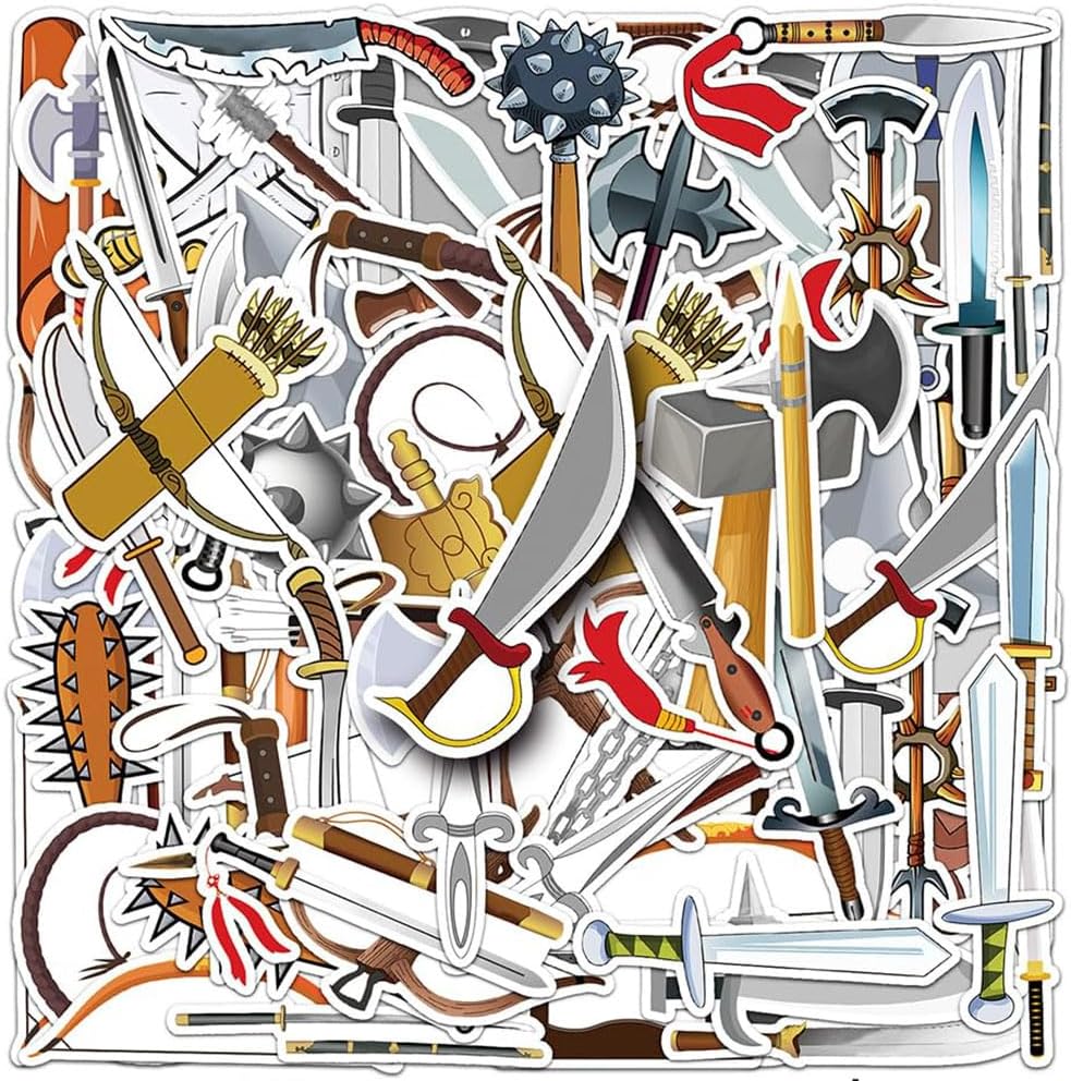71Pcs Cold Weapon Stickers Cold Steel Waterproof Vinyl Decals for Adult Teen Kids Cup Water Bottles Laptop Luggage Computer Mobile Phone Guitar Skateboard Decoration