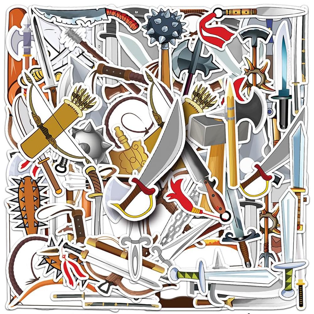 71Pcs Cold Weapon Stickers Cold Steel Waterproof Vinyl Decals for Adult Teen Kids Cup Water Bottles Laptop Luggage Computer Mobile Phone Guitar Skateboard Decoration