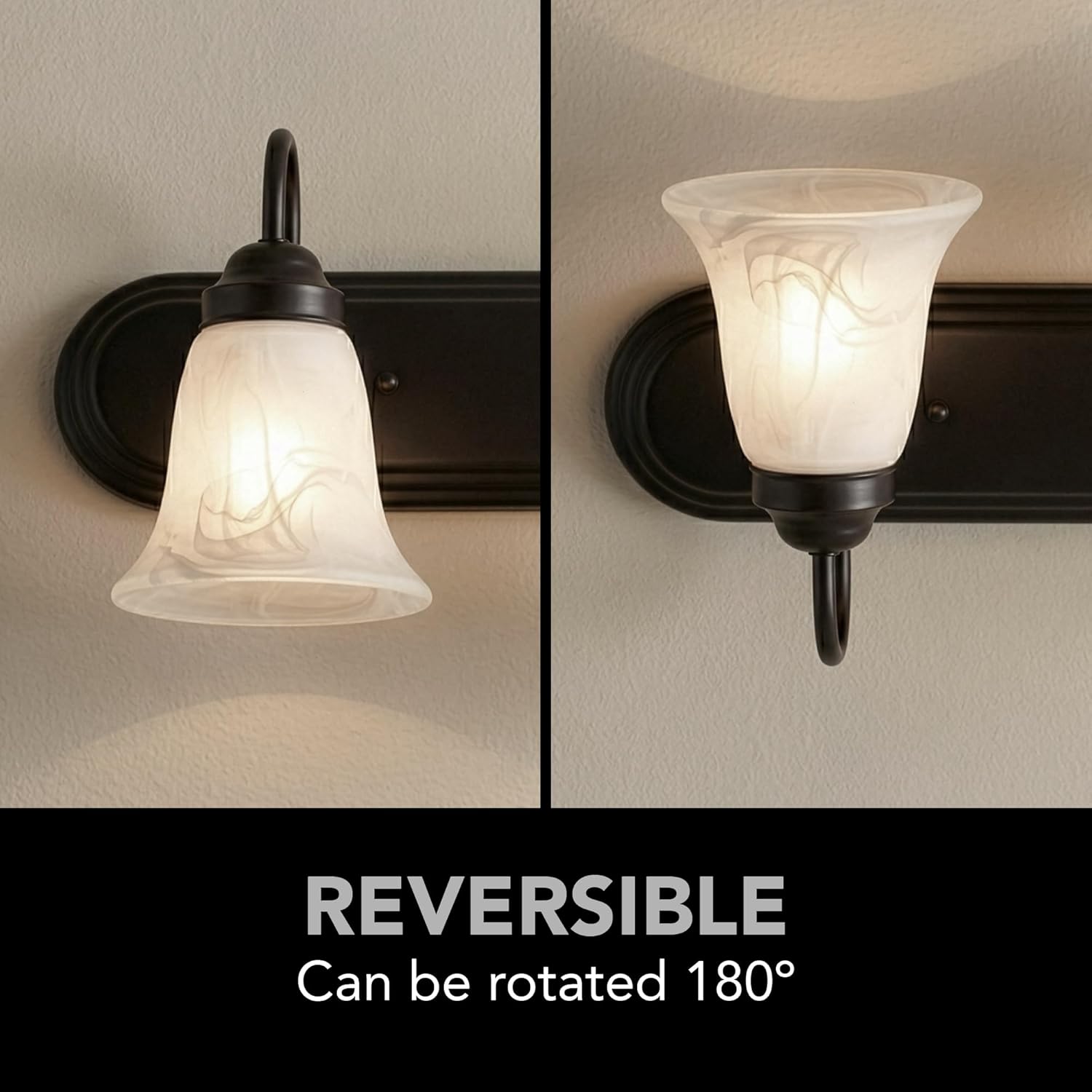 Elk Home Homestead Bathroom Vanity Light, 3-Light Traditional Fixture, Painted Bronze with Alabaster Glass Shade, 24 Inch Wide