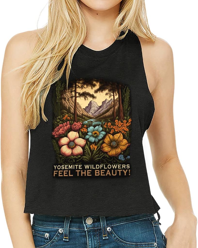 Wildflower Racerback Cropped Tank - Colorful Women's Tank - National Park Tank Top