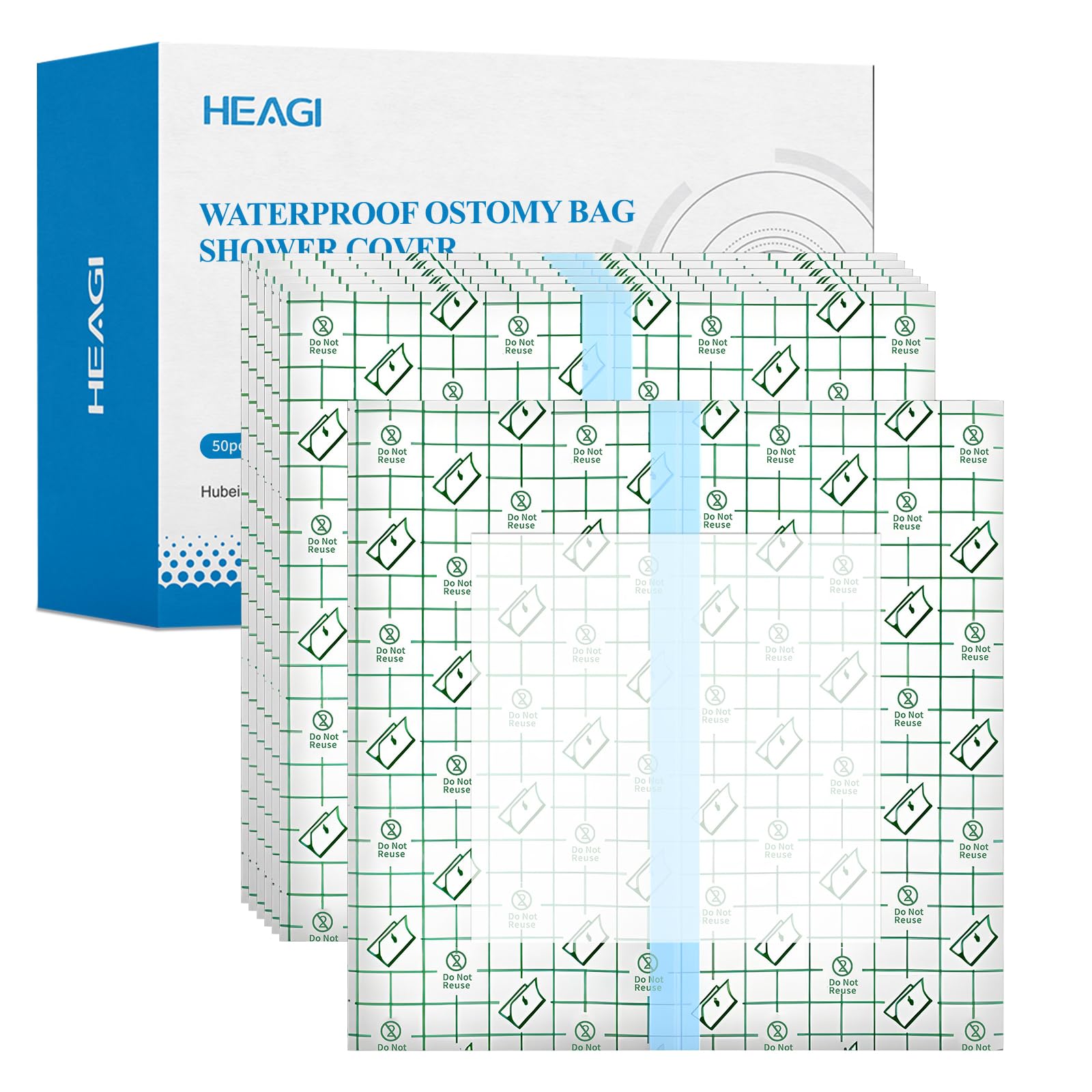 50 Piezas Funda de ducha impermeable para bolsa de colostomía 20 x 20 cm, cubierta de ducha para catéter de diálisis, vendajes adhesivo elástico transparente, protección de heridas