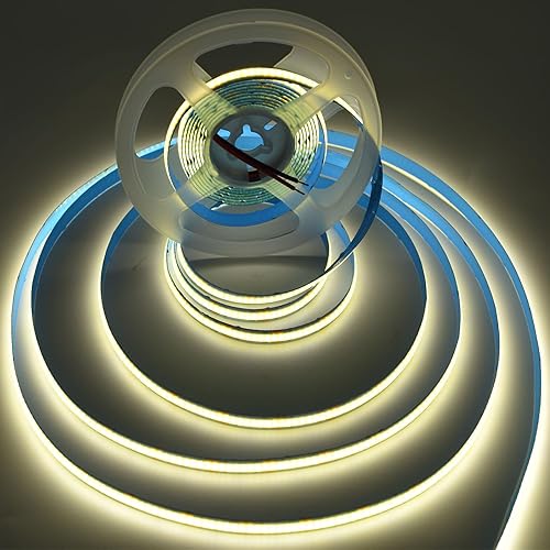 Tira de luces LED, 16.4 pies16.4 ft DC12V de alta densidad, 320 LEDsM, tira de luz COB, 32000 lm, súper brillante, regulable, no impermeable, para