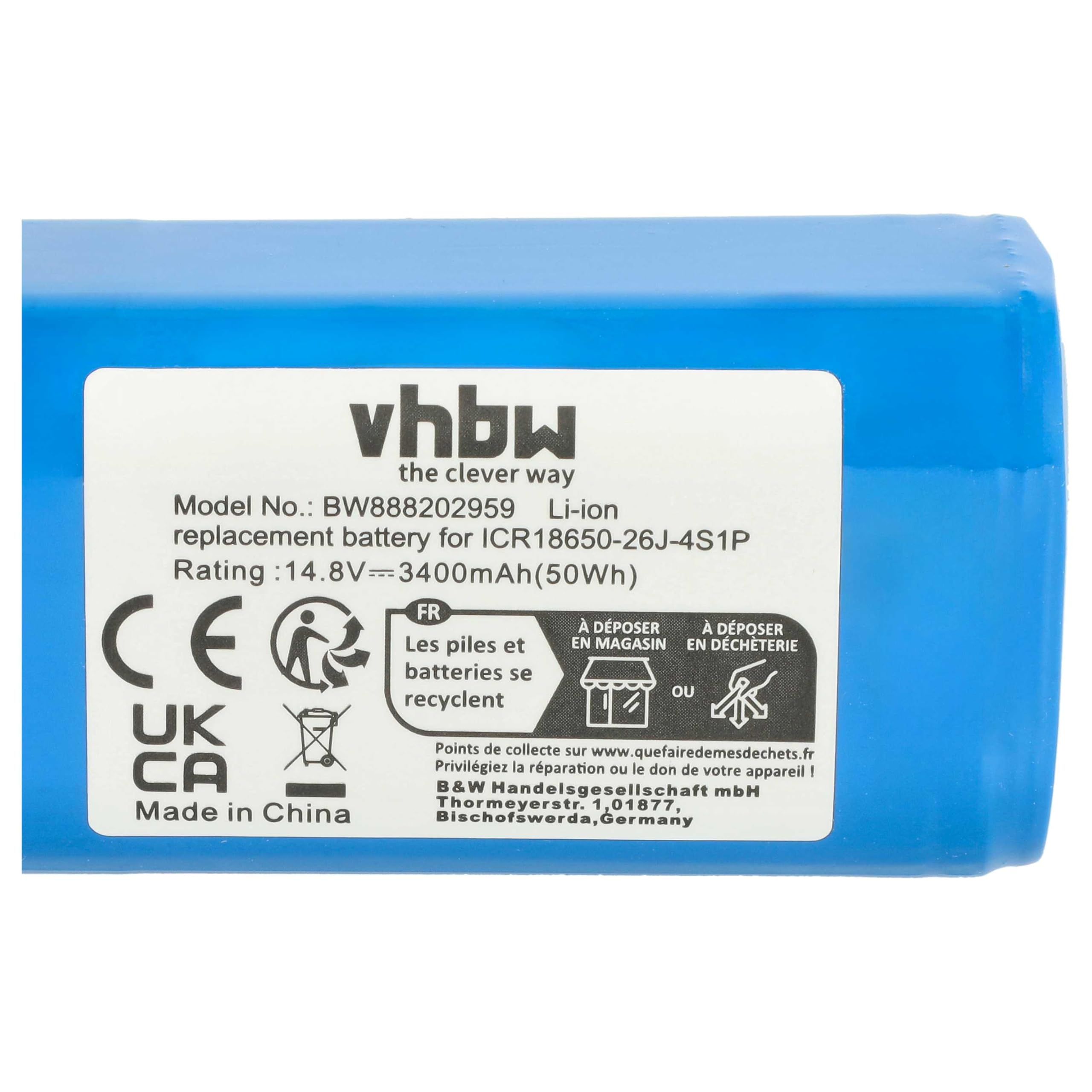 vhbw Bateria kompatybilna z Bagotte BG600, BG700 Home Cleaner (3400mAh, 14,8V, Li-Ion)