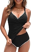 Daci Women's Tankini Swimsuits - Tummy Control Bathing Suits Two Piece Ribbed Twist 2025 Swimwear with High Waisted Bottom