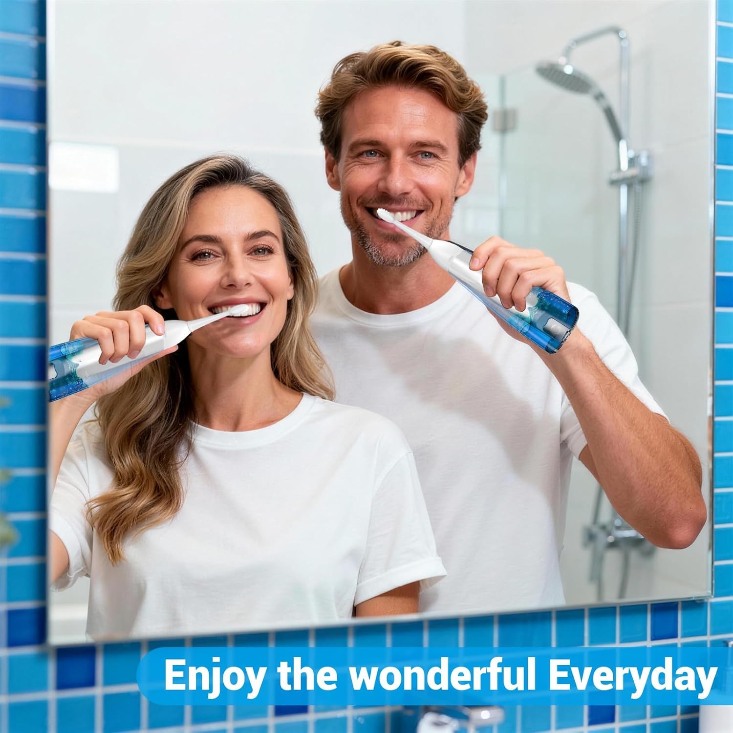 Spazzolino Elettrico con Acqua Flosser Bianco Cilindrico | Modalità sonica 3 in 1, 5 velocità di filo interdentale con 2 spazzole+2 ugelli, spazzolino da denti portatile per adulti