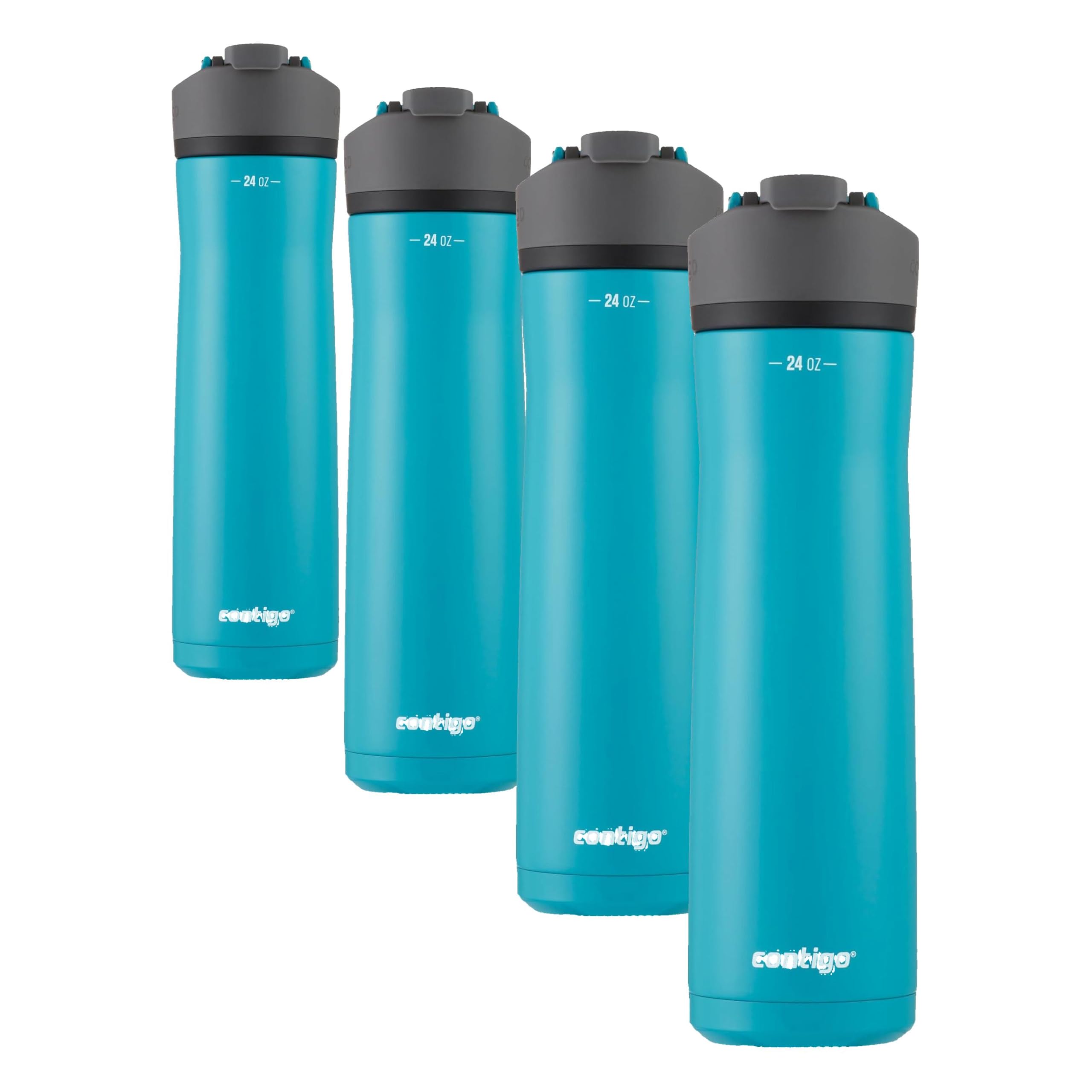 Contigo Cortland Chill 2.0 Stainless Steel Water Bottle with AUTOSEAL Lid 24 oz Juniper and Azalea (Pack of 8)