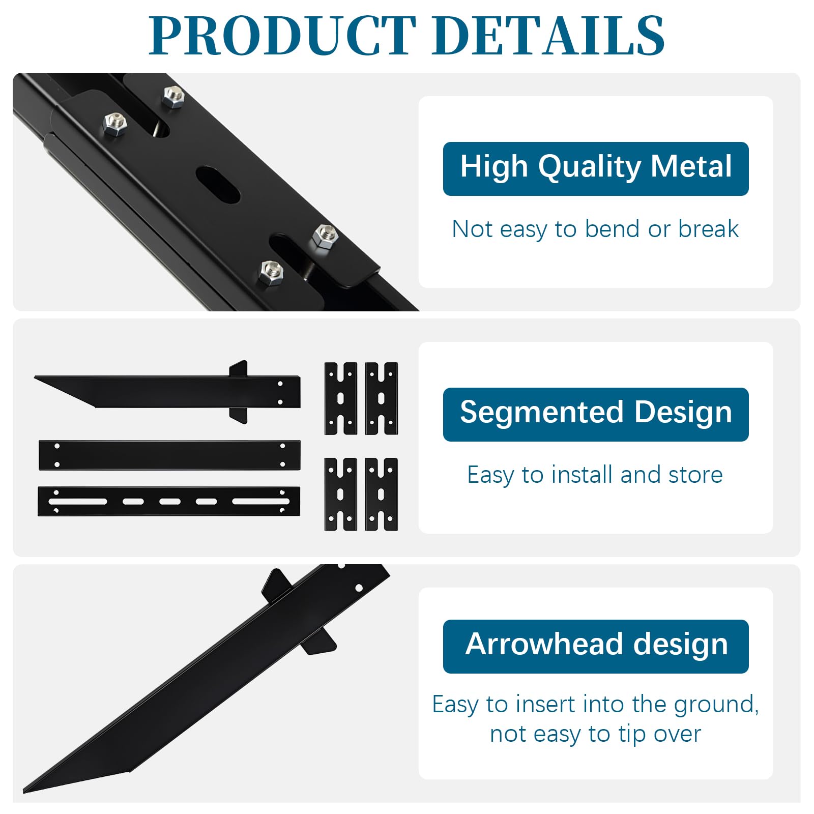 Poste de señalización Andchi I-Stil Poste de Seguridad Perfil metálico Robusto para una señalización Estable y Aplicaciones versátiles (Negro, 1305 mm)