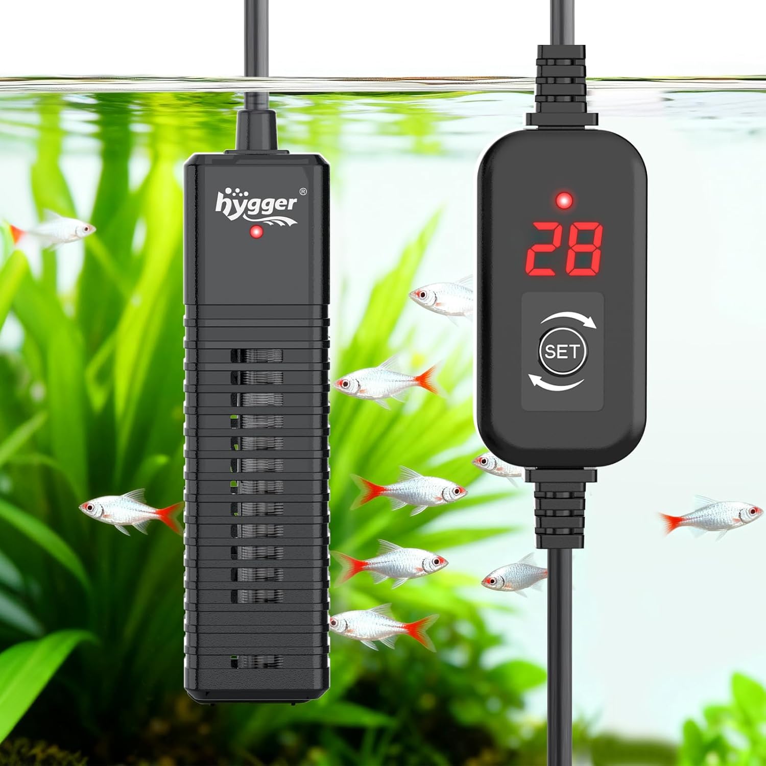 hygger Mini Aquarium Heater installed in tank